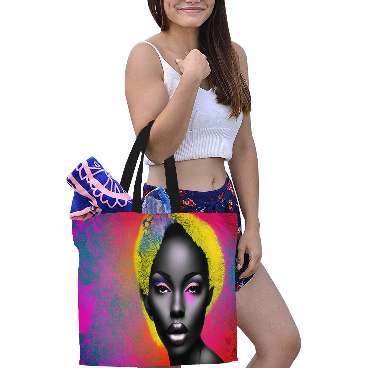 Canvas tote bag, Large, Black Faces, Set 1, design 60