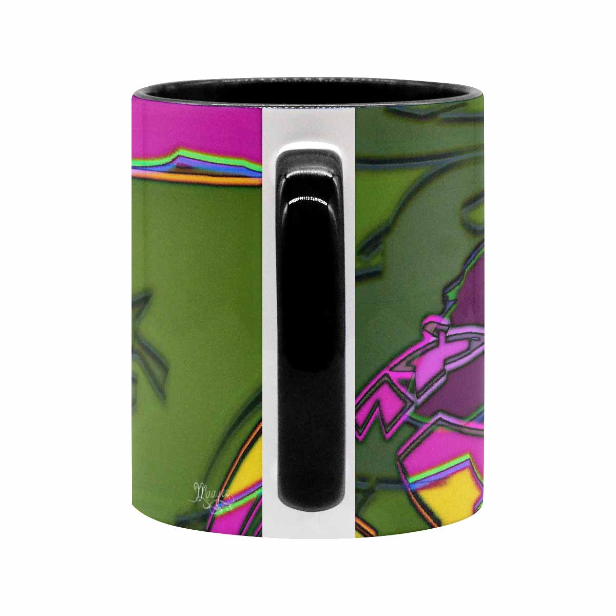 Coffee Mug, tea cup, black core, abstract, design 138