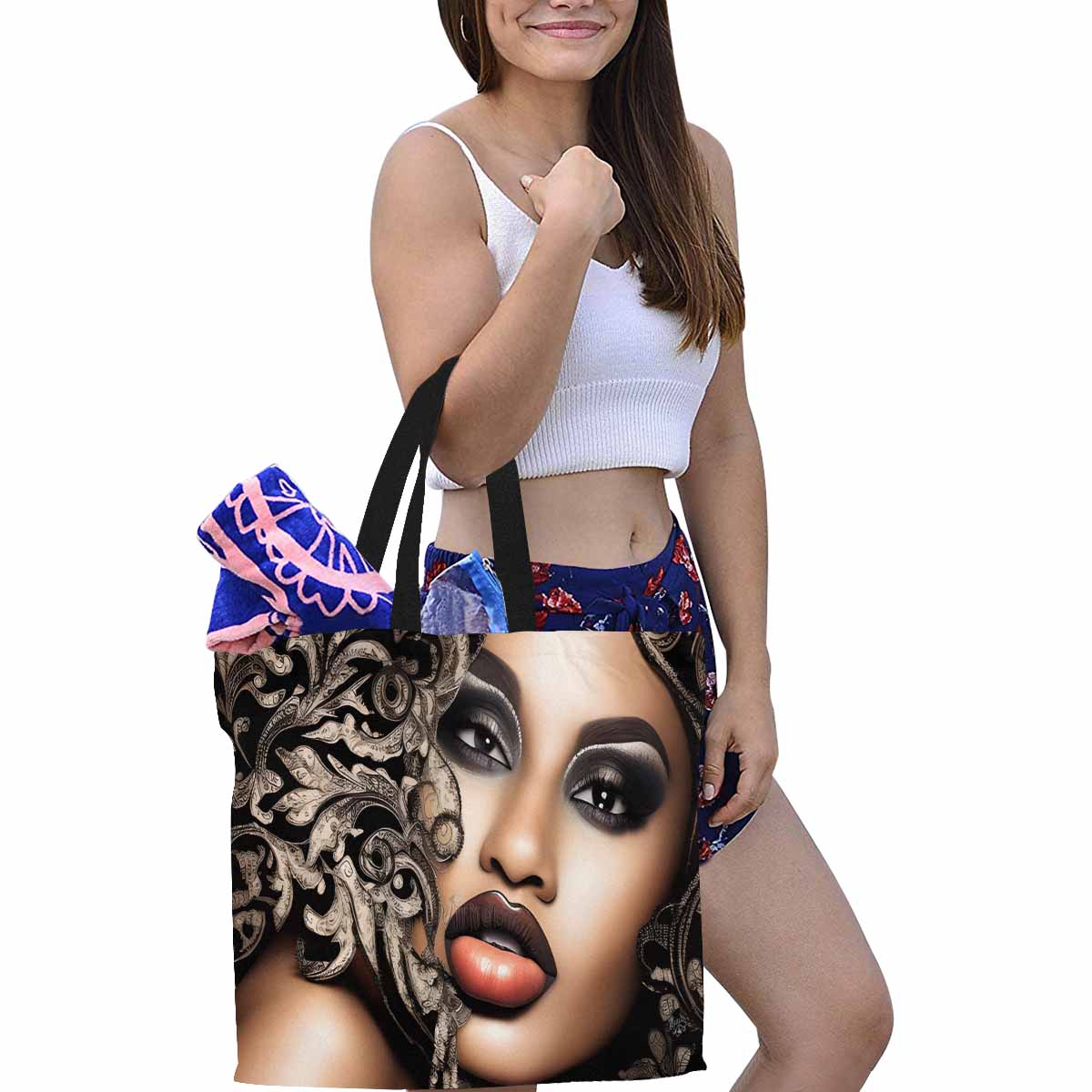 Canvas tote bag, Large, Black Faces, Set 1, design 5