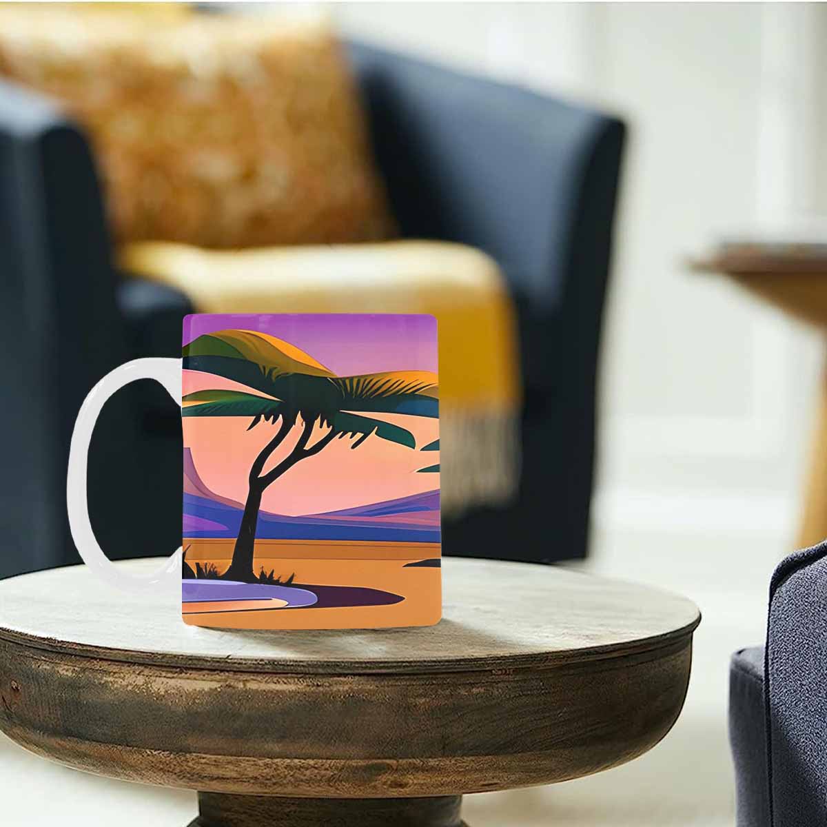 Coffee Mug, tea cup, desert scene, design 76