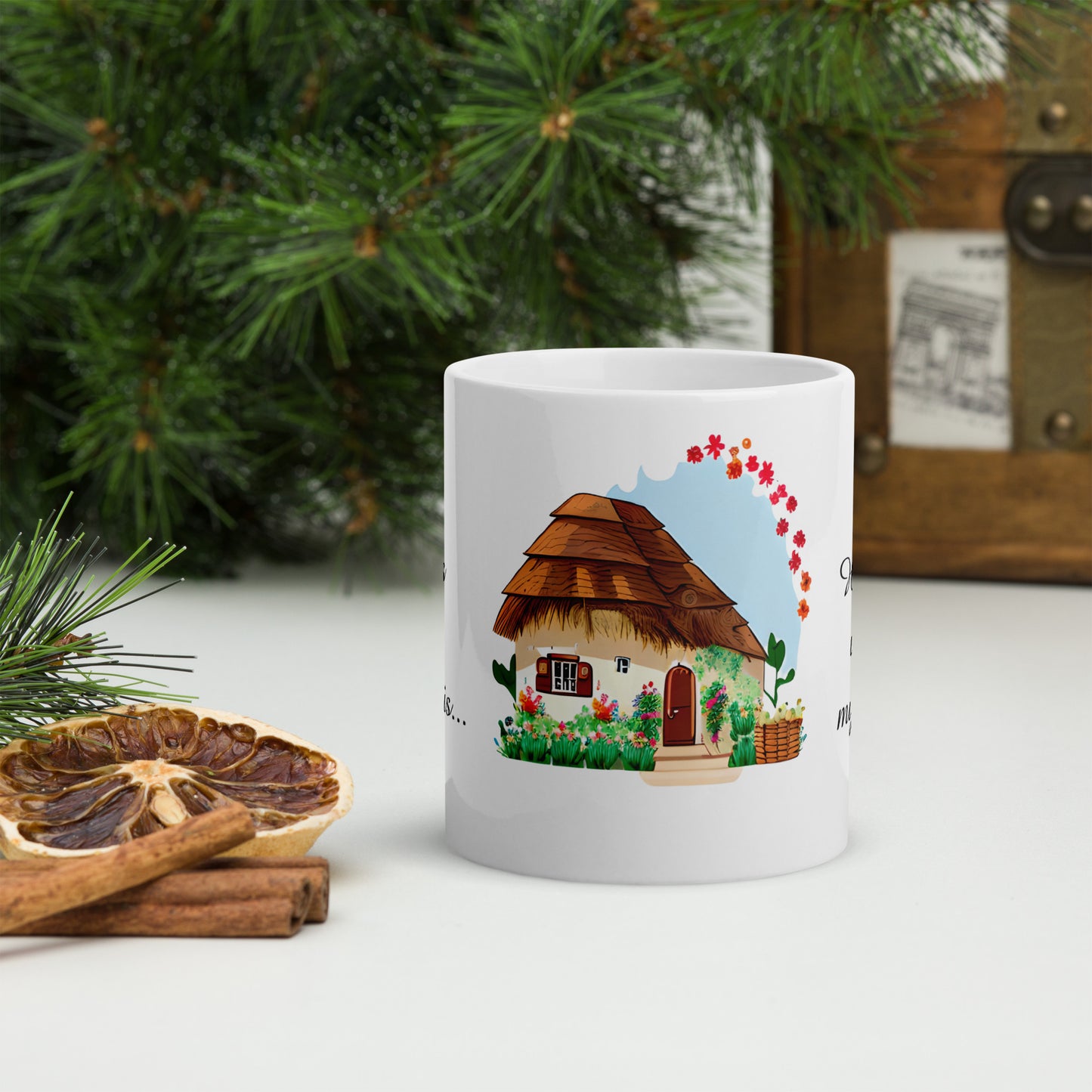 Quality mug, coffee mug, cute cottage, set 1, design 13