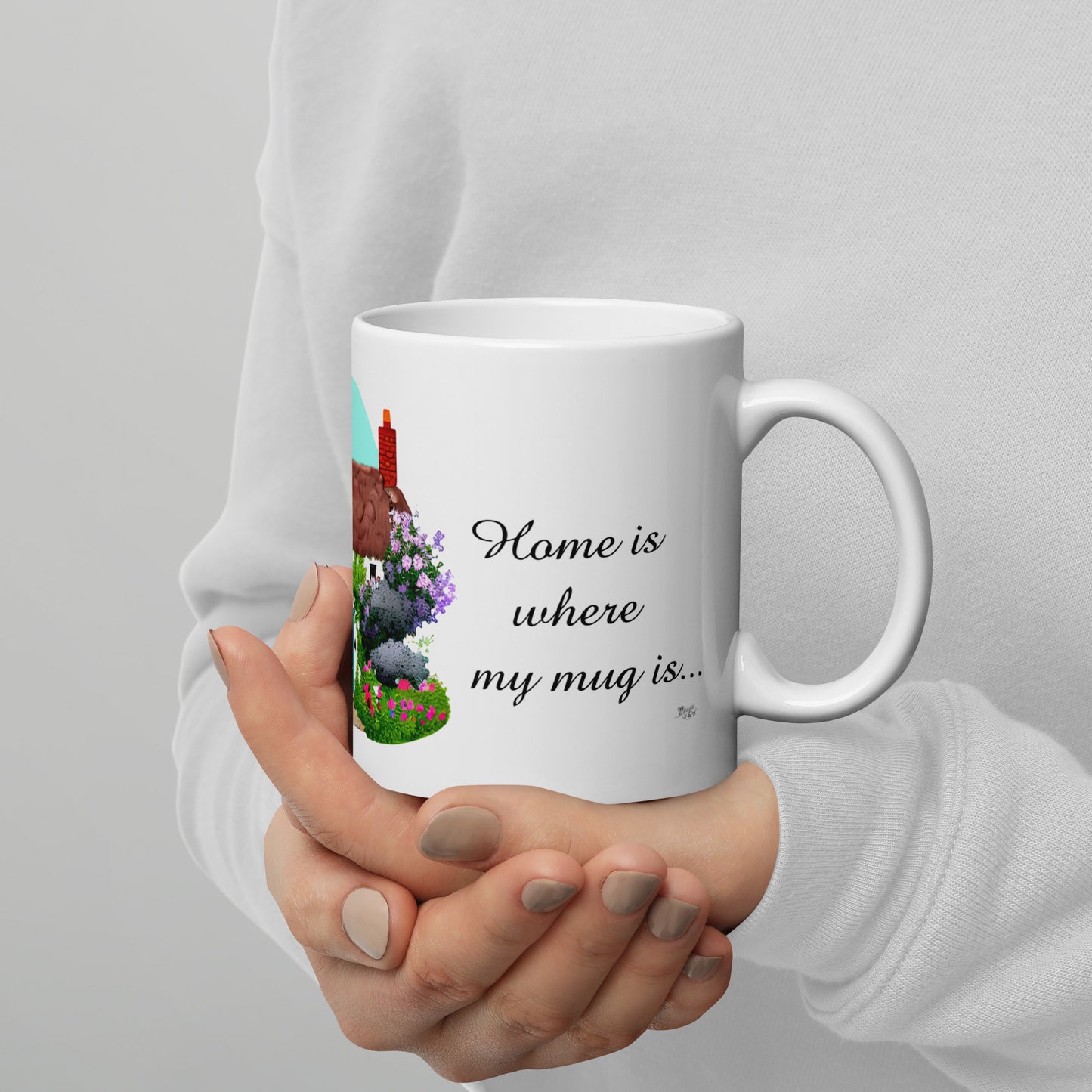 Quality mug, coffee mug, cute cottage, set 1, design 2