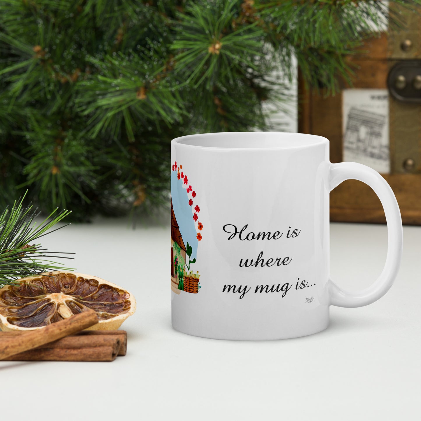 Quality mug, coffee mug, cute cottage, set 1, design 13