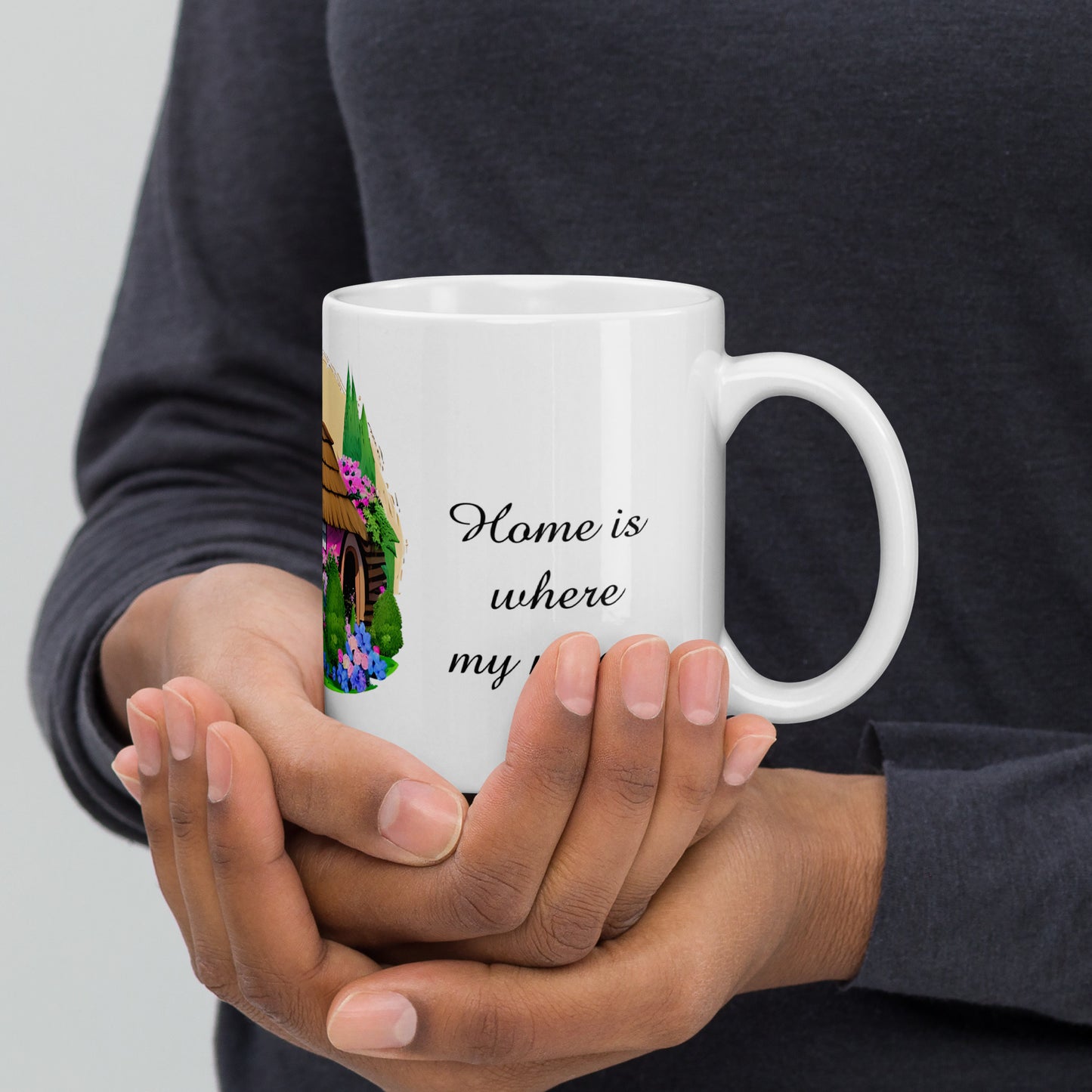 Quality mug, coffee mug, cute cottage, set 1, design 15