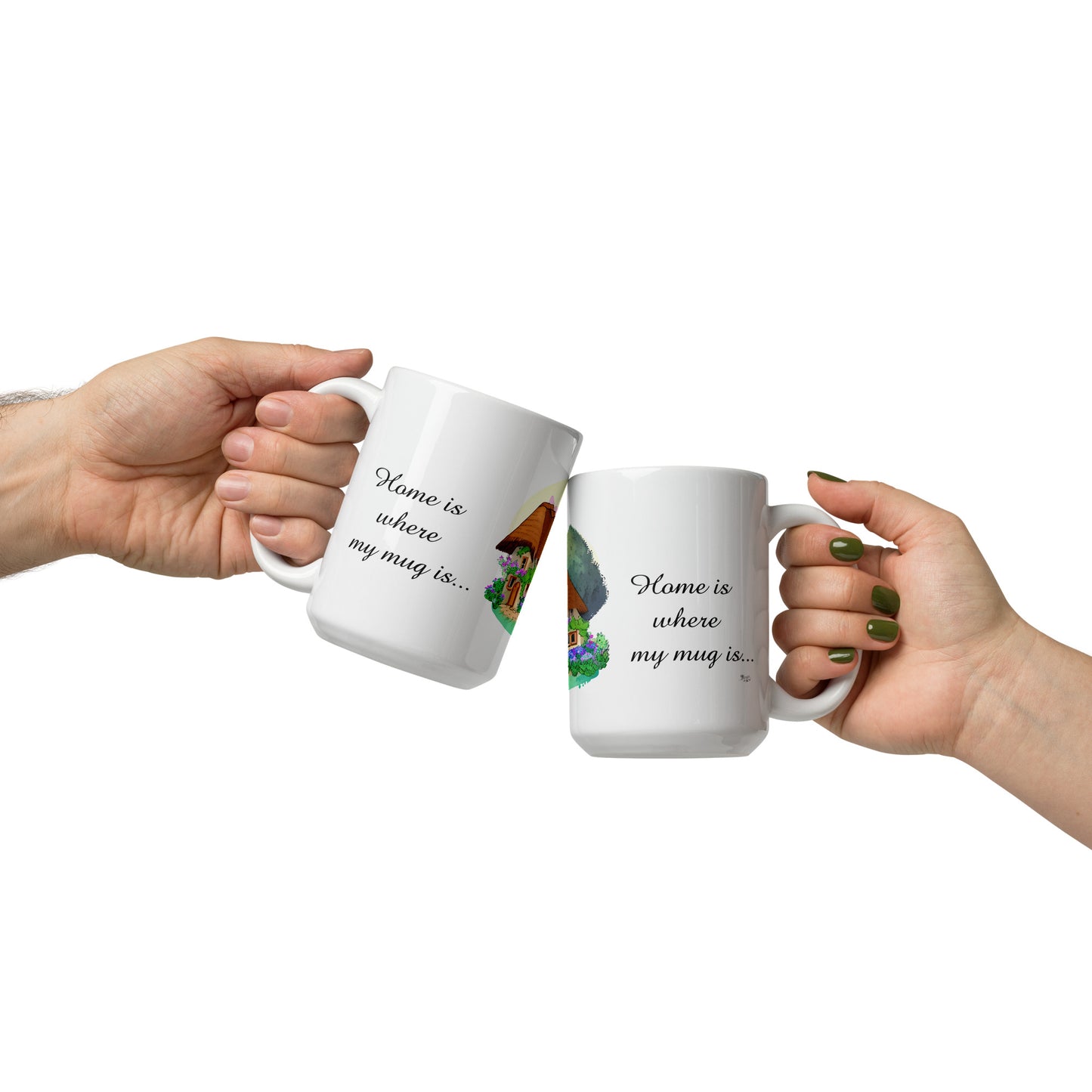 Quality mug, coffee mug, cute cottage, set 1, design 3