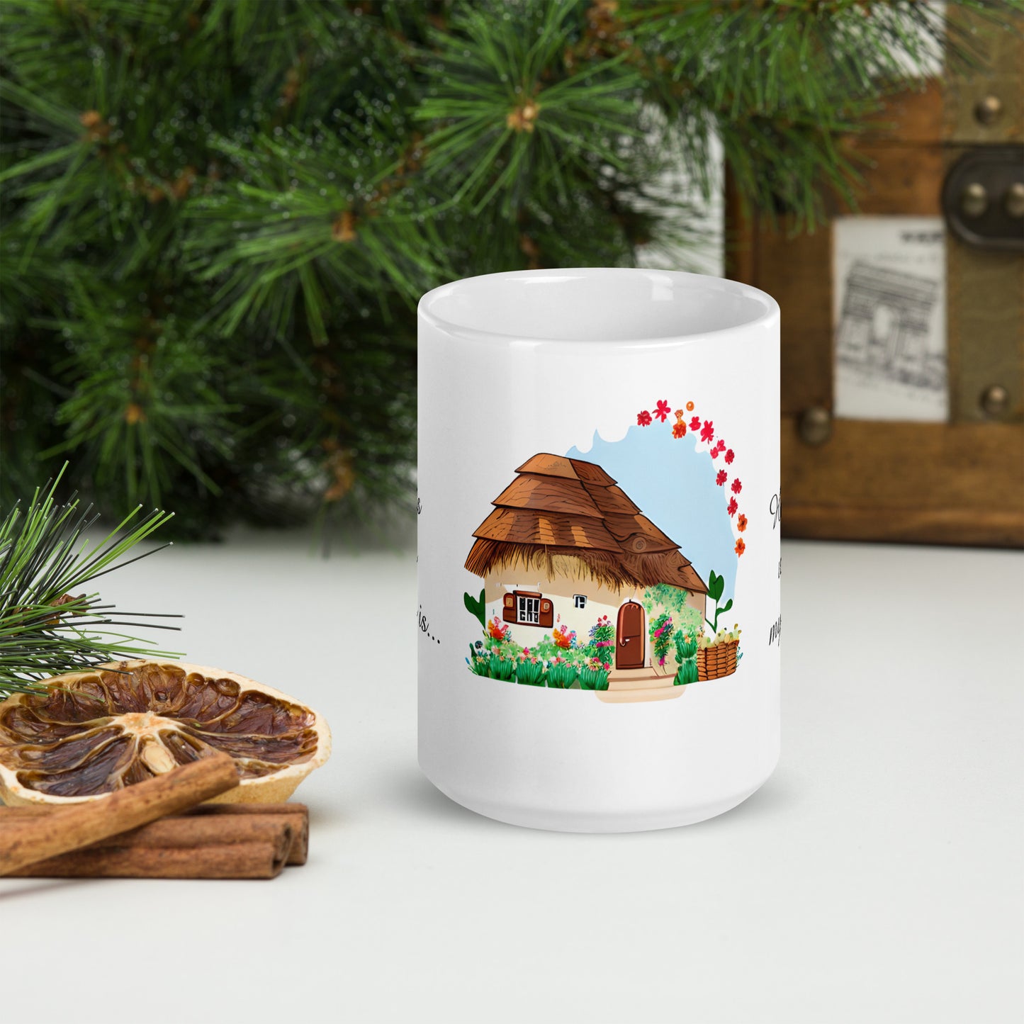 Quality mug, coffee mug, cute cottage, set 1, design 13