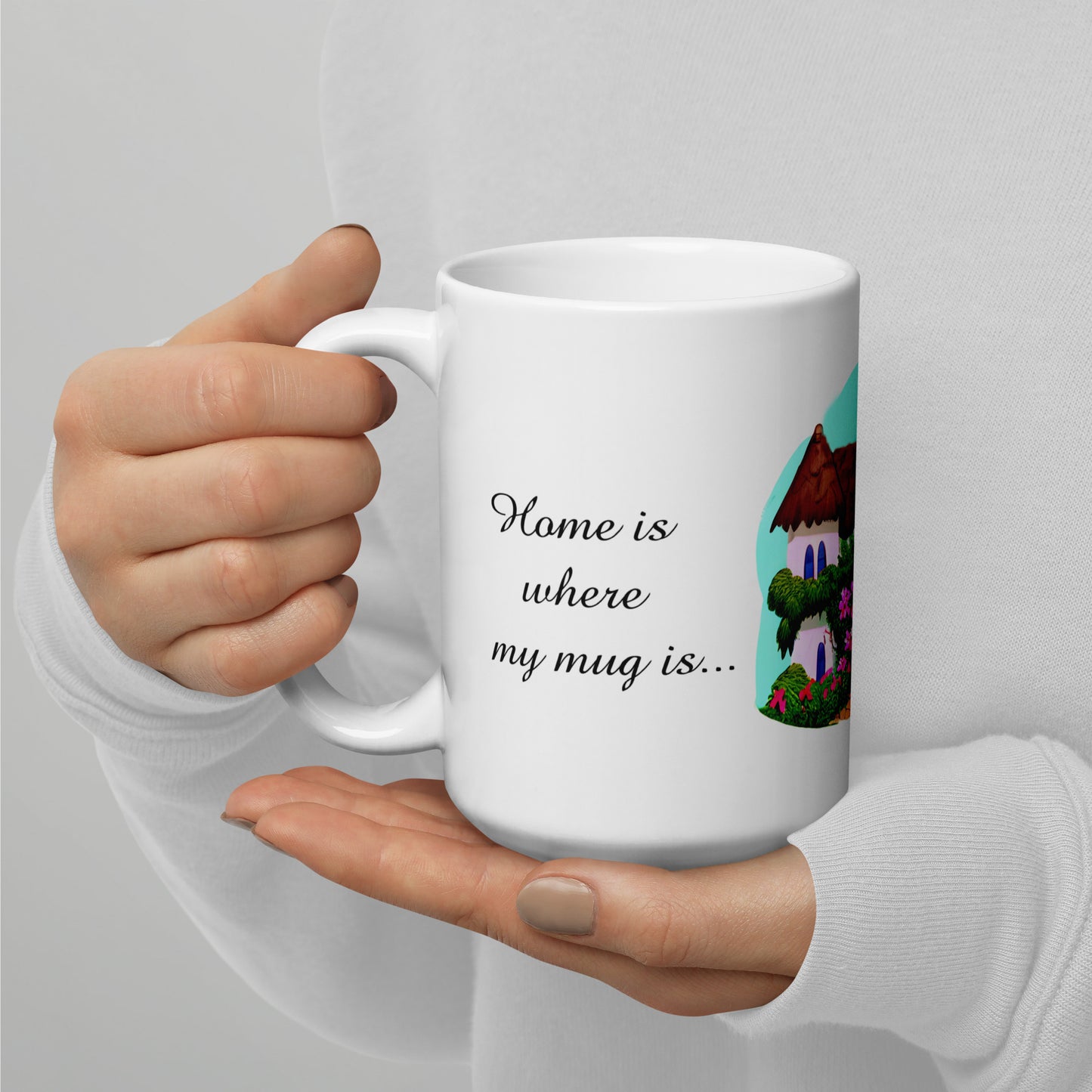 Quality mug, coffee mug, cute cottage, set 1, design 2