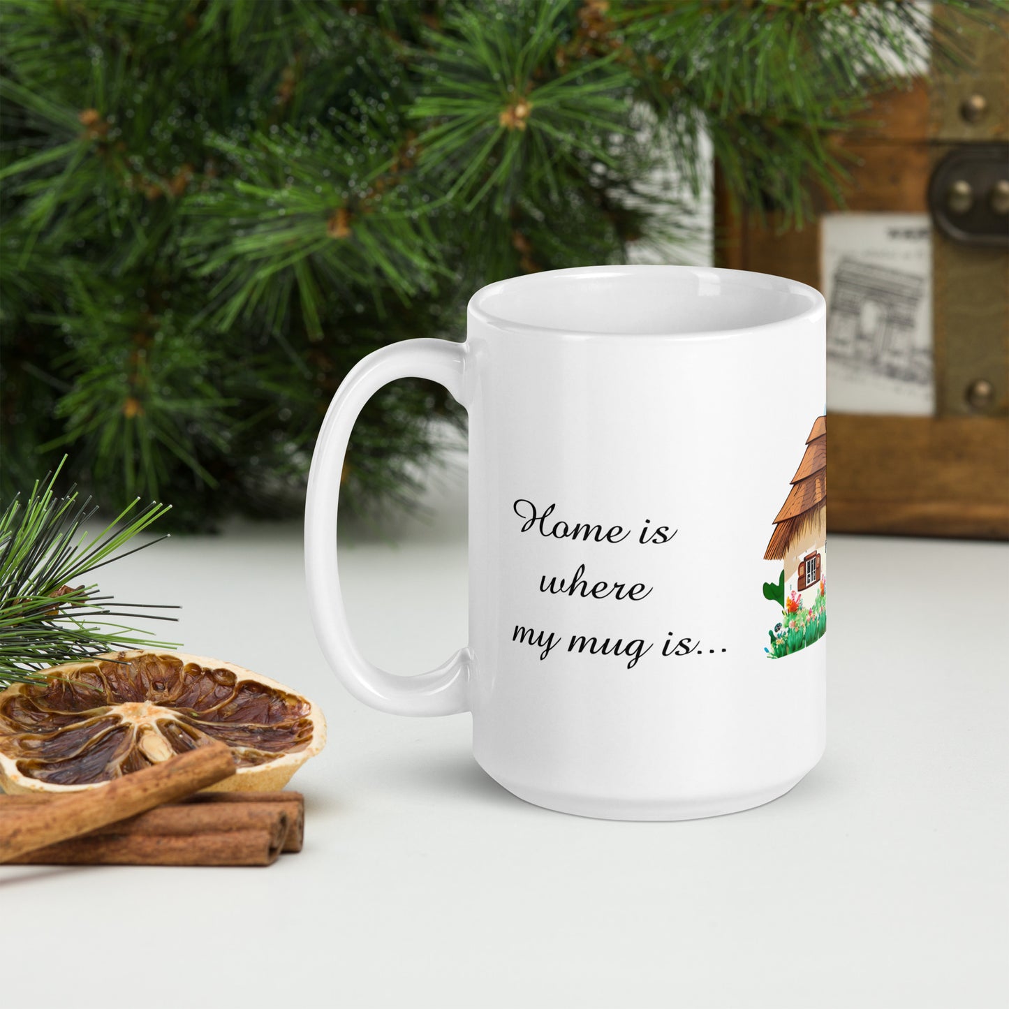 Quality mug, coffee mug, cute cottage, set 1, design 13