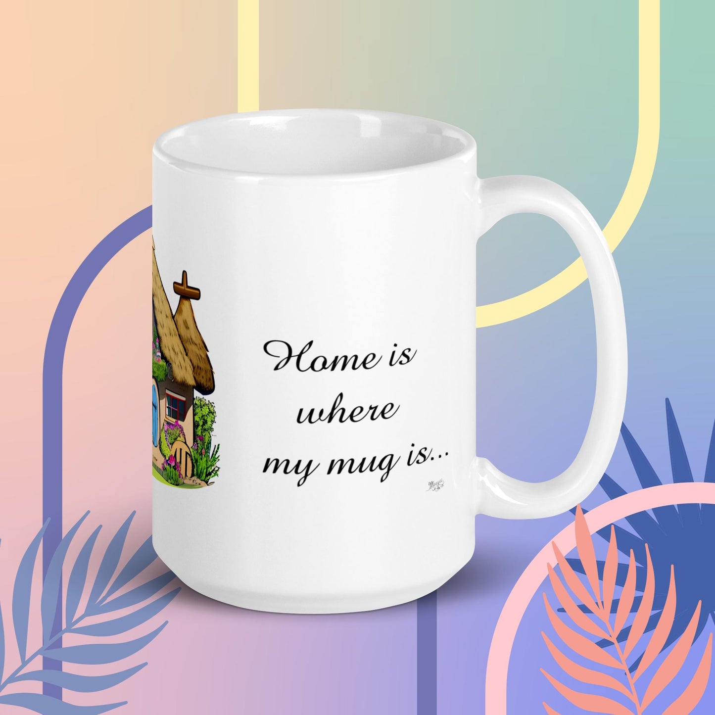 Quality mug, coffee mug, cute cottage, set 1, design 5