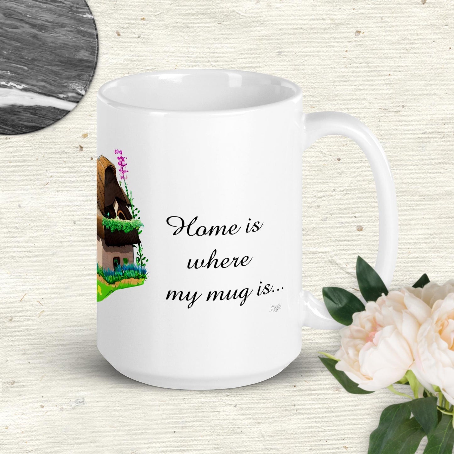 Quality mug, coffee mug, cute cottage, set 1, design 6