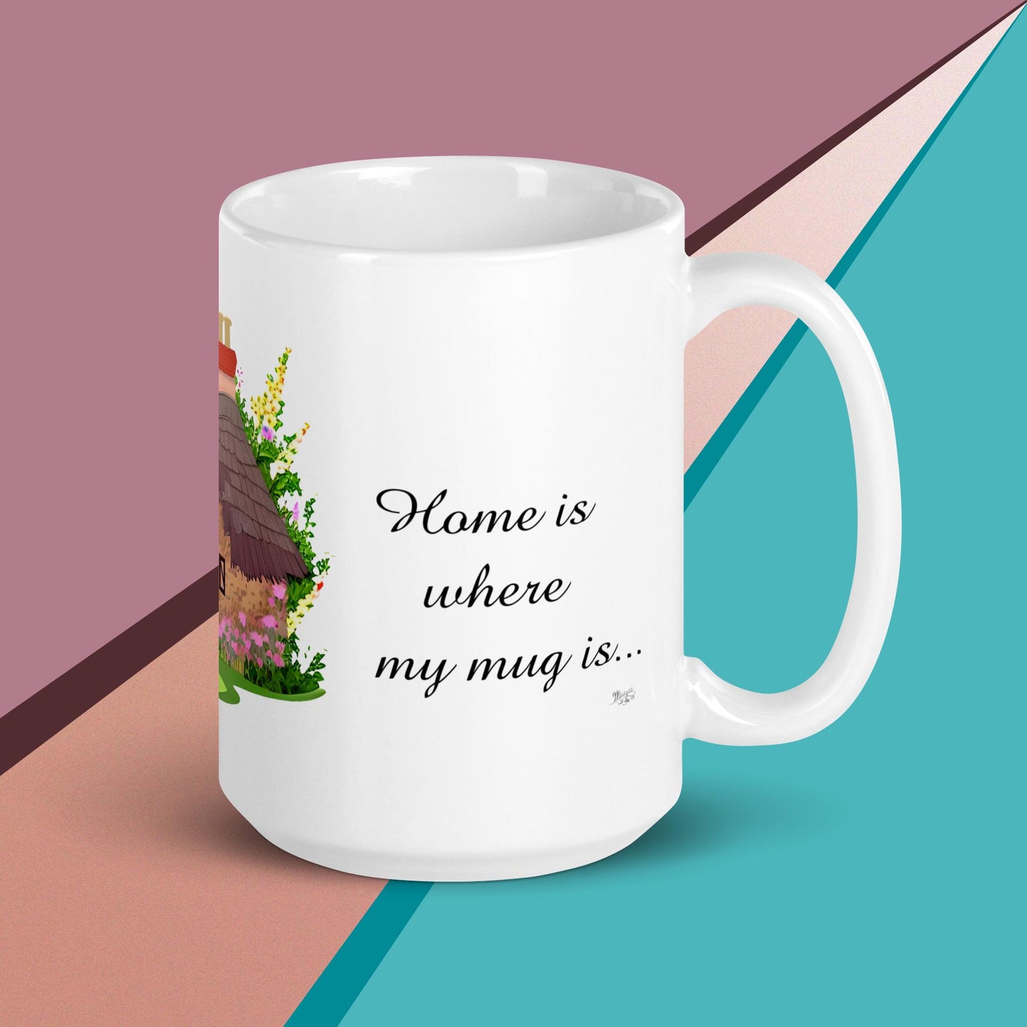 Quality mug, coffee mug, cute cottage, set 1, design 7