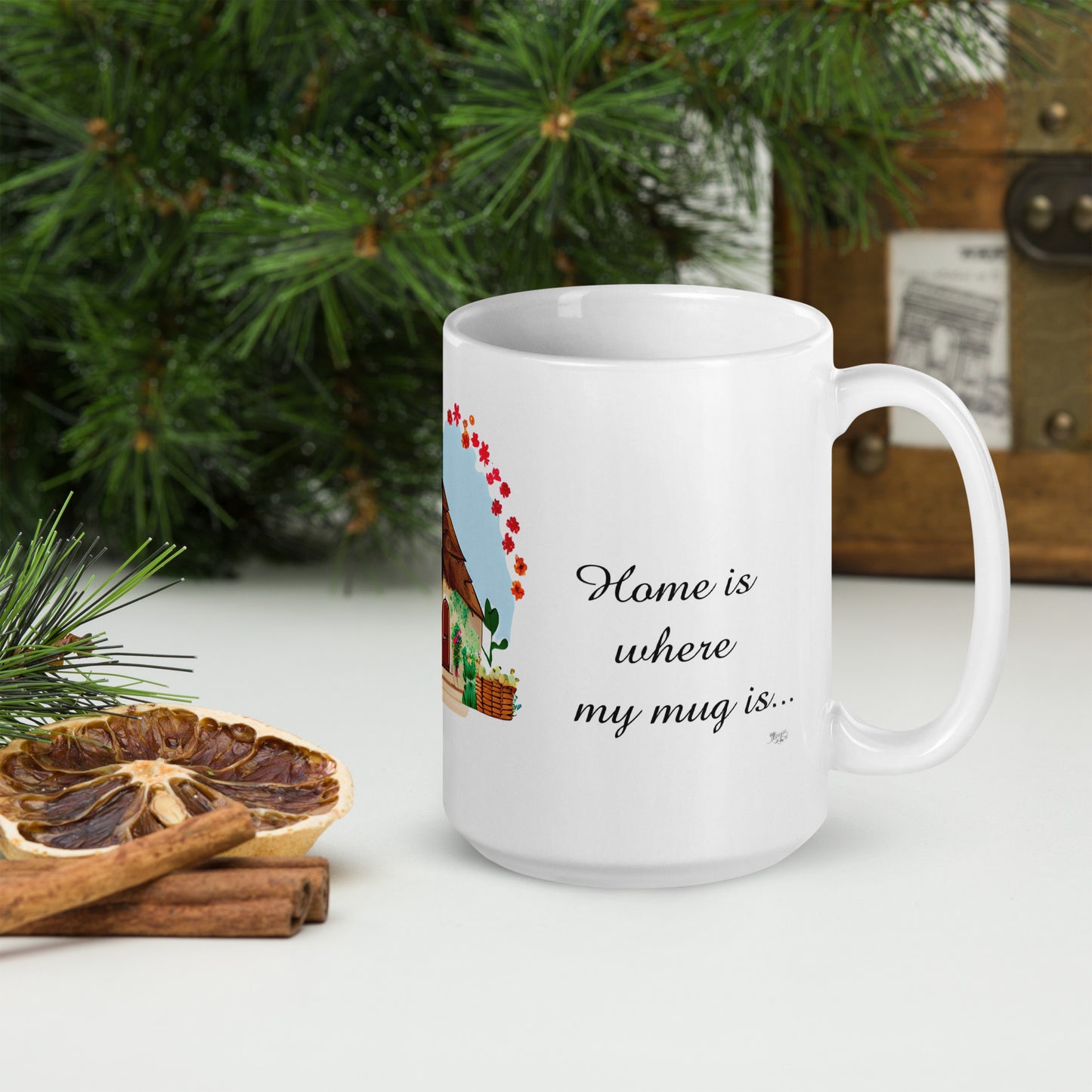 Quality mug, coffee mug, cute cottage, set 1, design 13