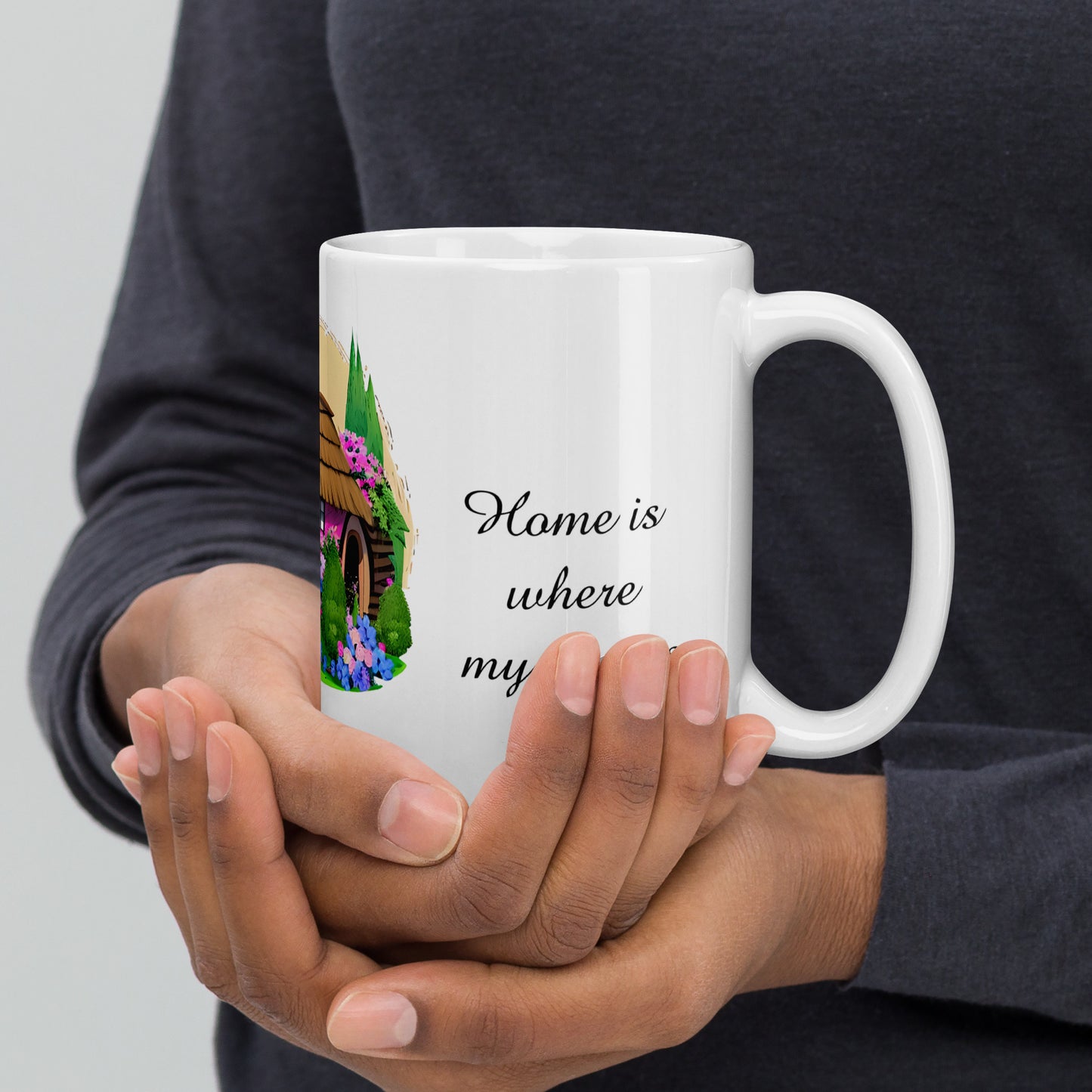 Quality mug, coffee mug, cute cottage, set 1, design 15