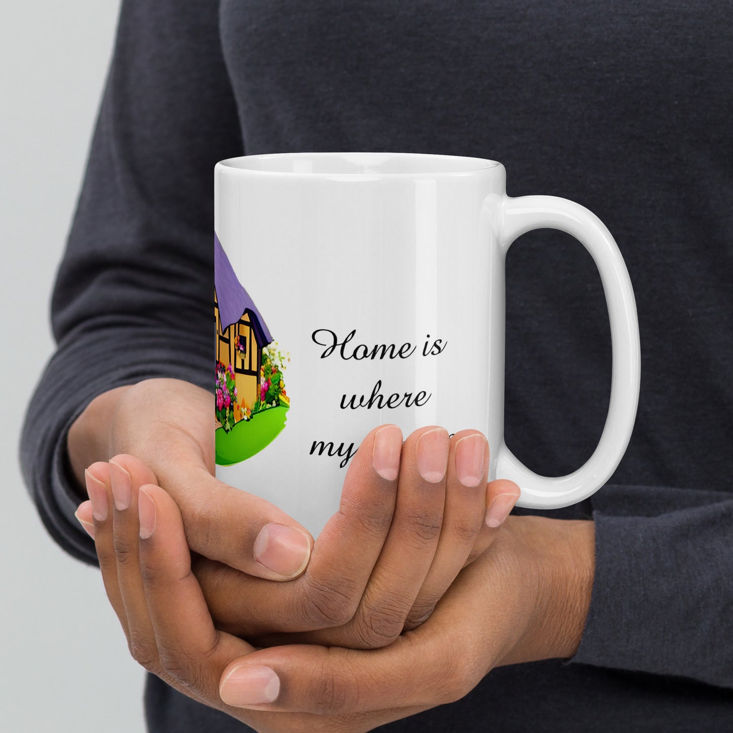 Quality mug, coffee mug, cute cottage, set 1, design 16