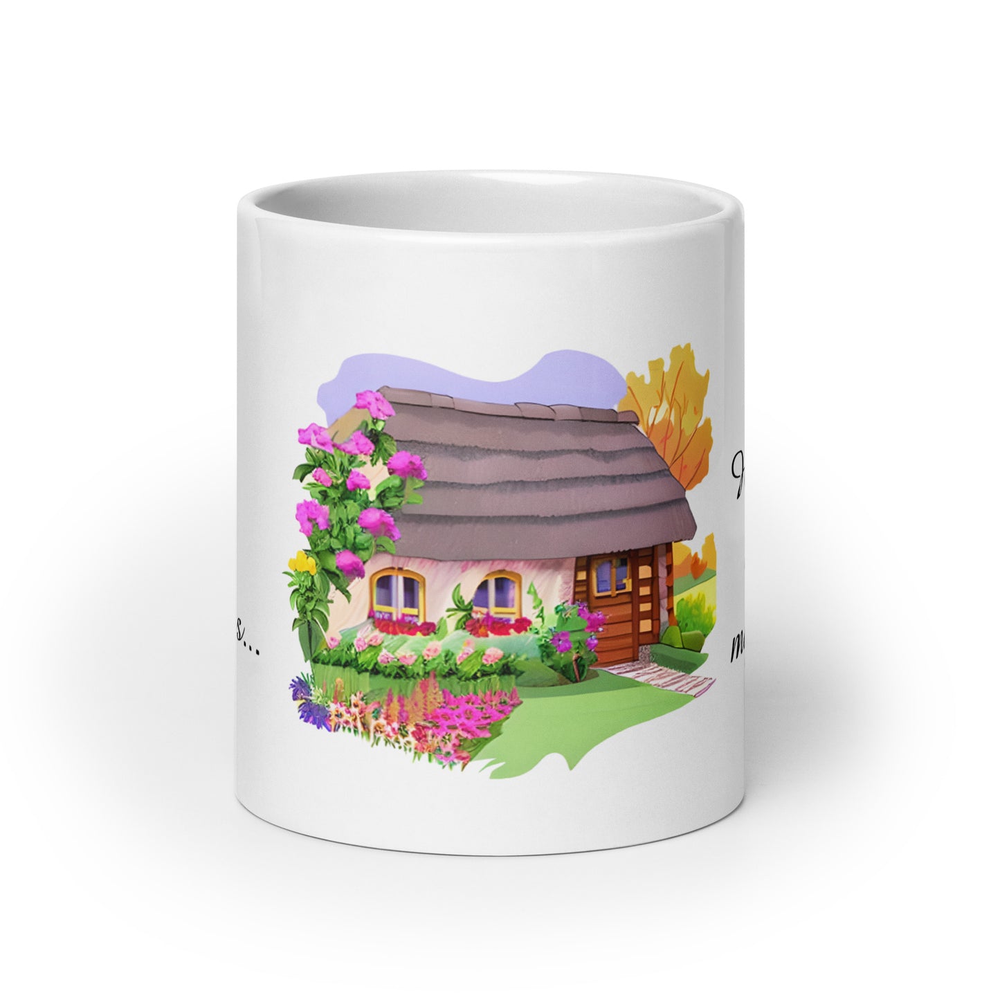 Quality mug, coffee mug, cute cottage, set 1, design 9