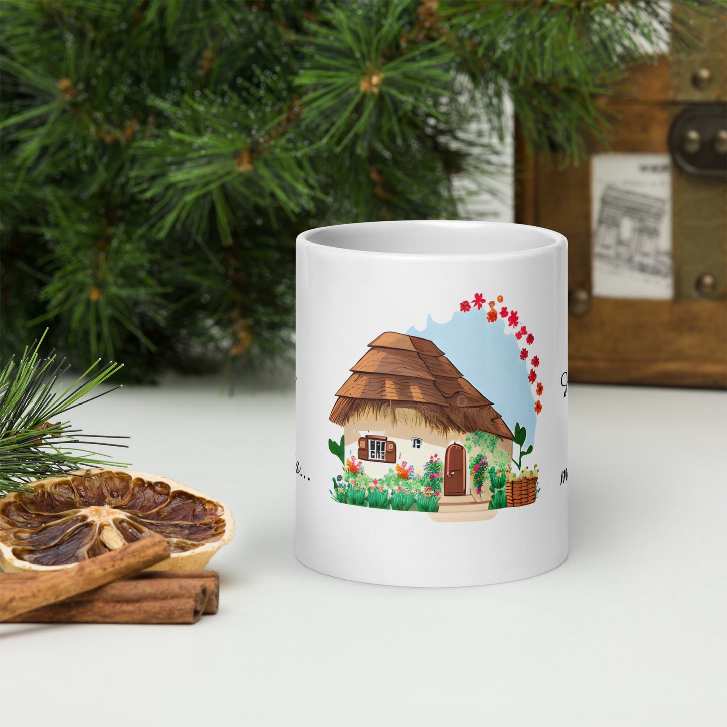 Quality mug, coffee mug, cute cottage, set 1, design 13