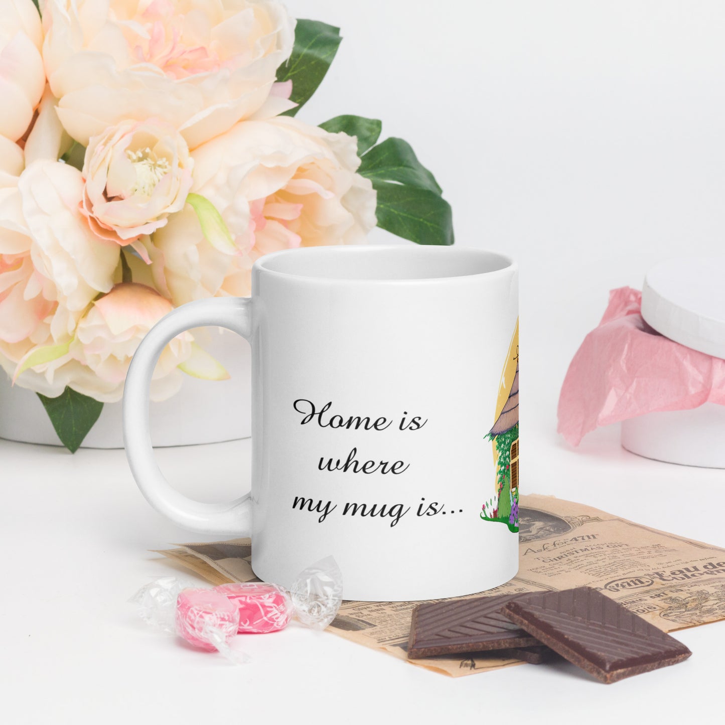 Quality mug, coffee mug, cute cottage, set 1, design 1