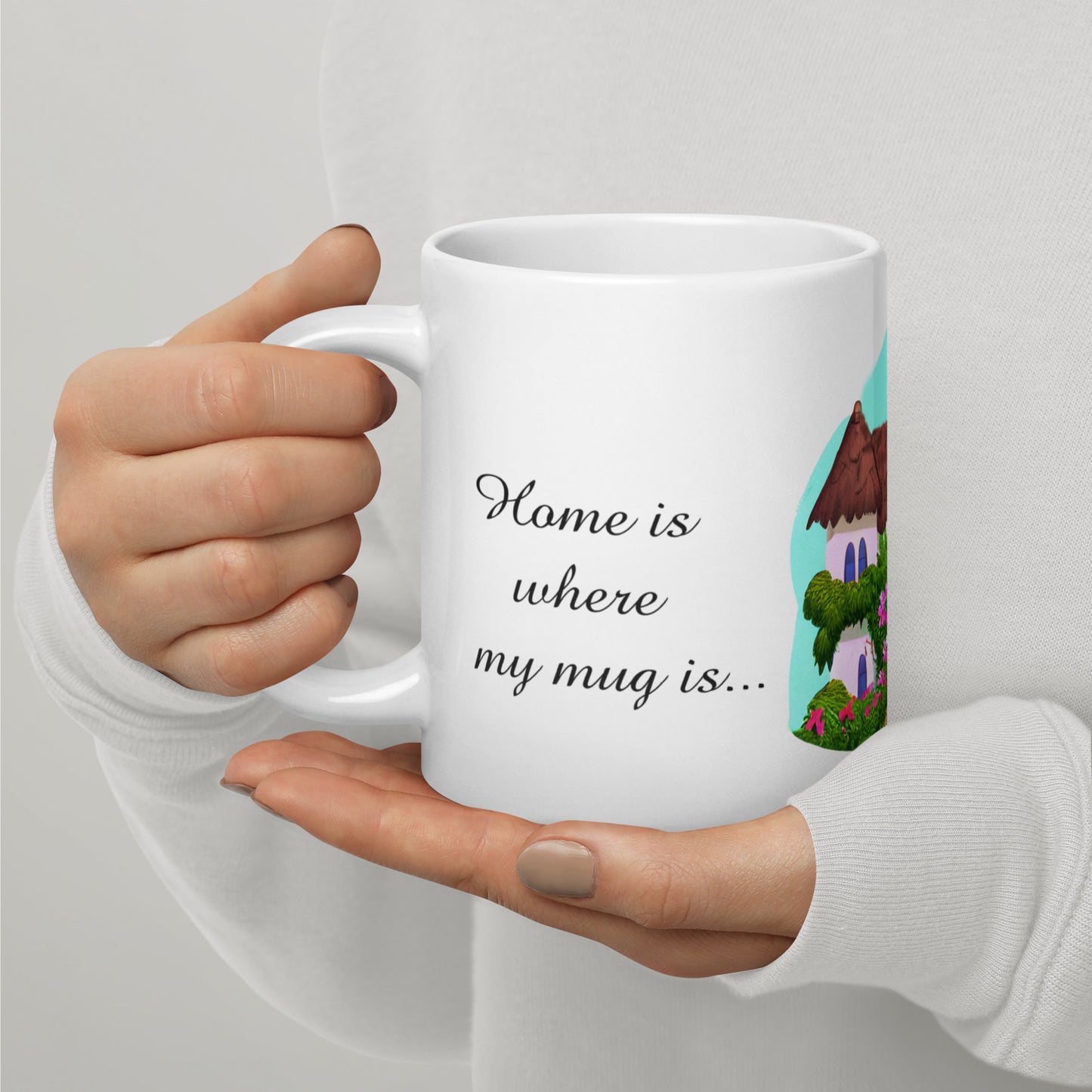 Quality mug, coffee mug, cute cottage, set 1, design 2