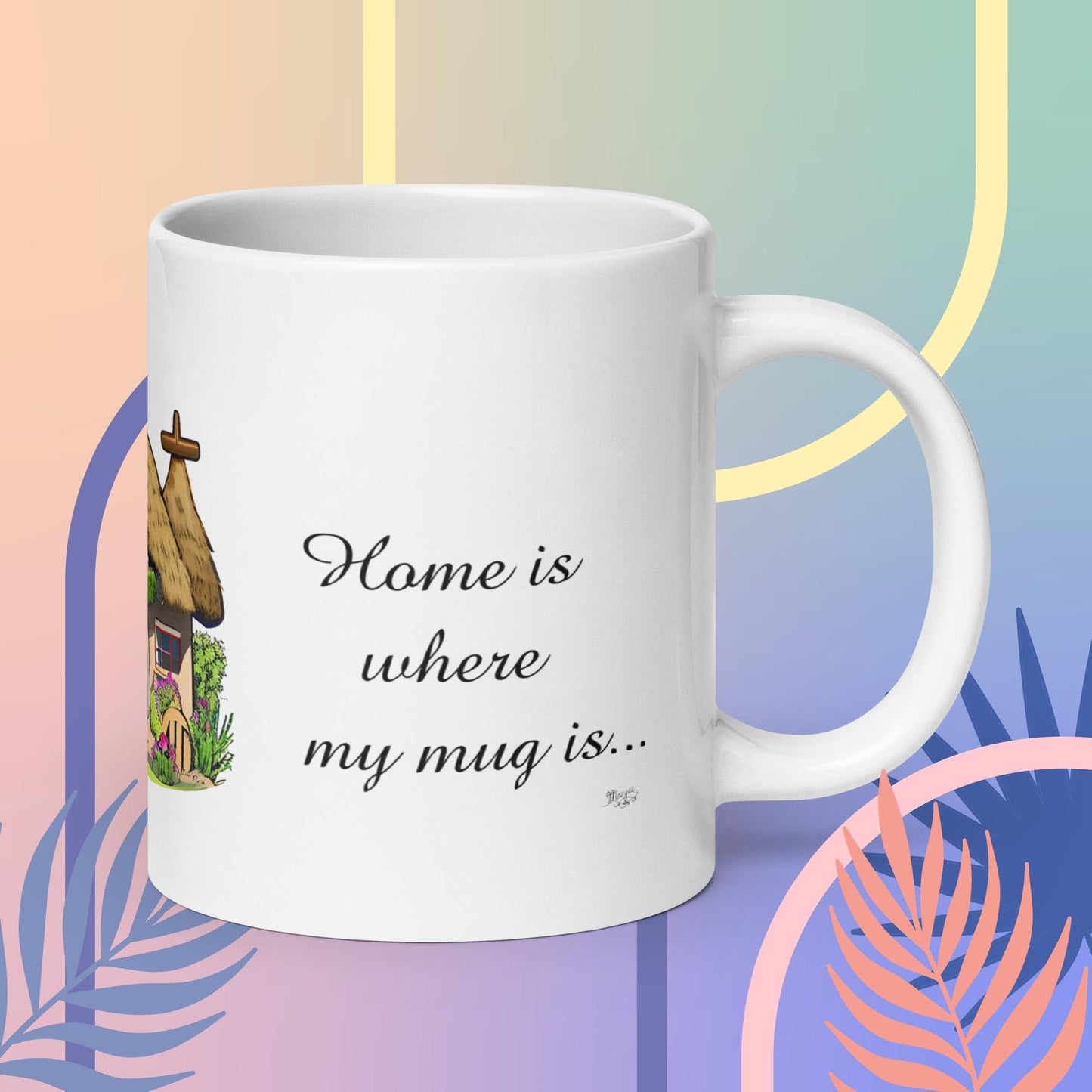Quality mug, coffee mug, cute cottage, set 1, design 5