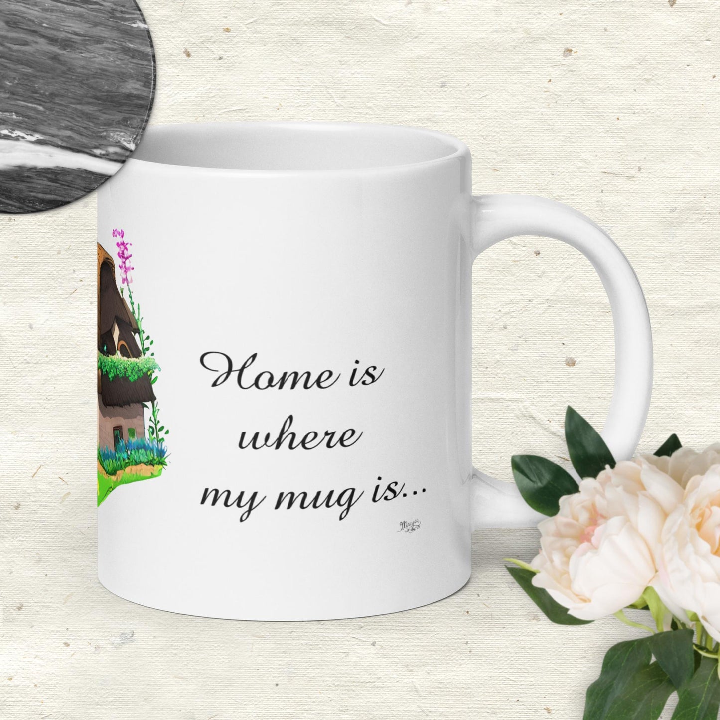 Quality mug, coffee mug, cute cottage, set 1, design 6