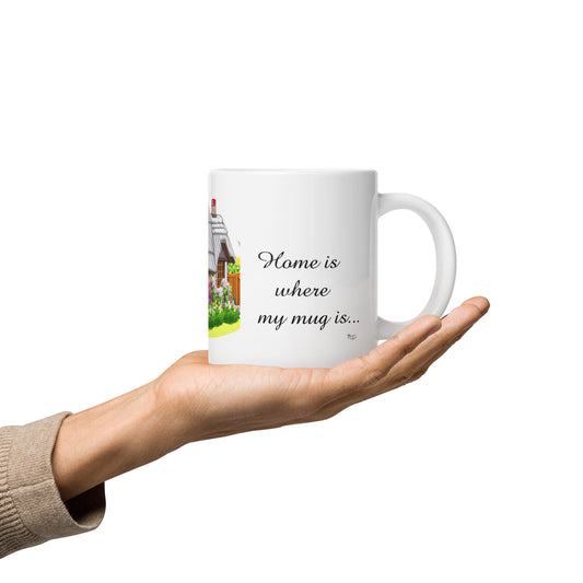 Quality mug, coffee mug, cute cottage, set 1, design 12
