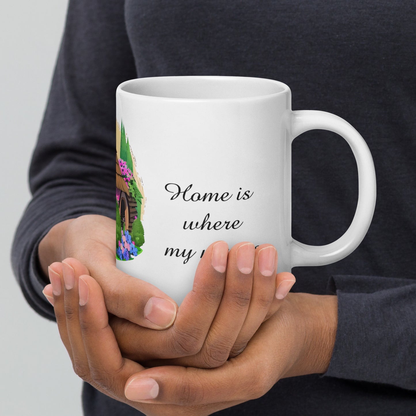 Quality mug, coffee mug, cute cottage, set 1, design 15