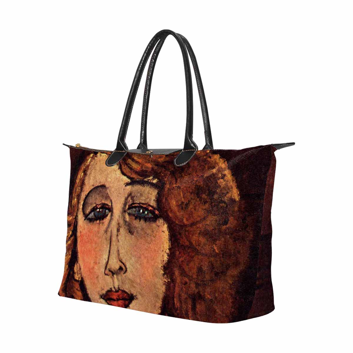 Classic handbag, Modigliani design, choice of 2 colors, Lady with a green cross