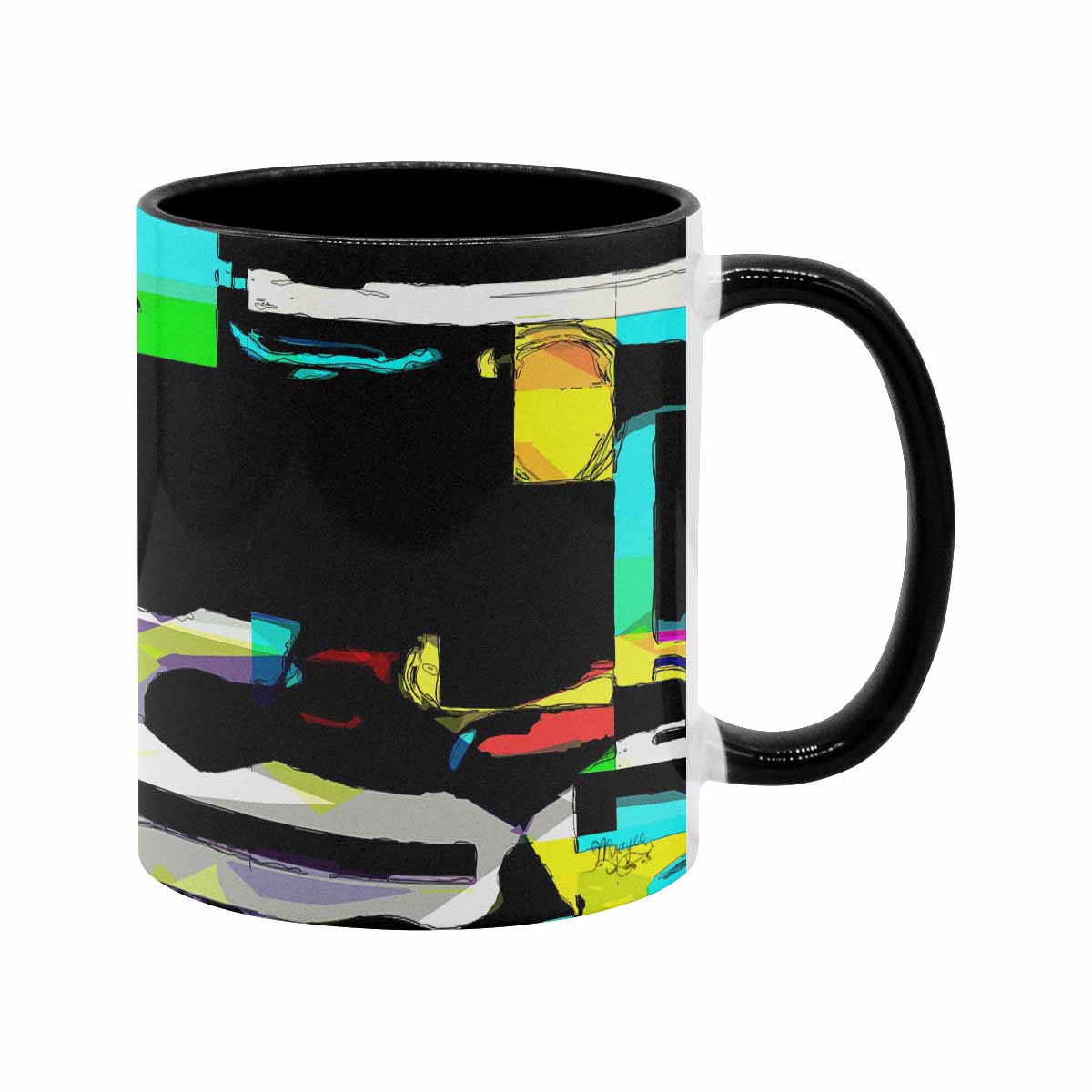 Coffee Mug, tea cup, black core, abstract, design 136