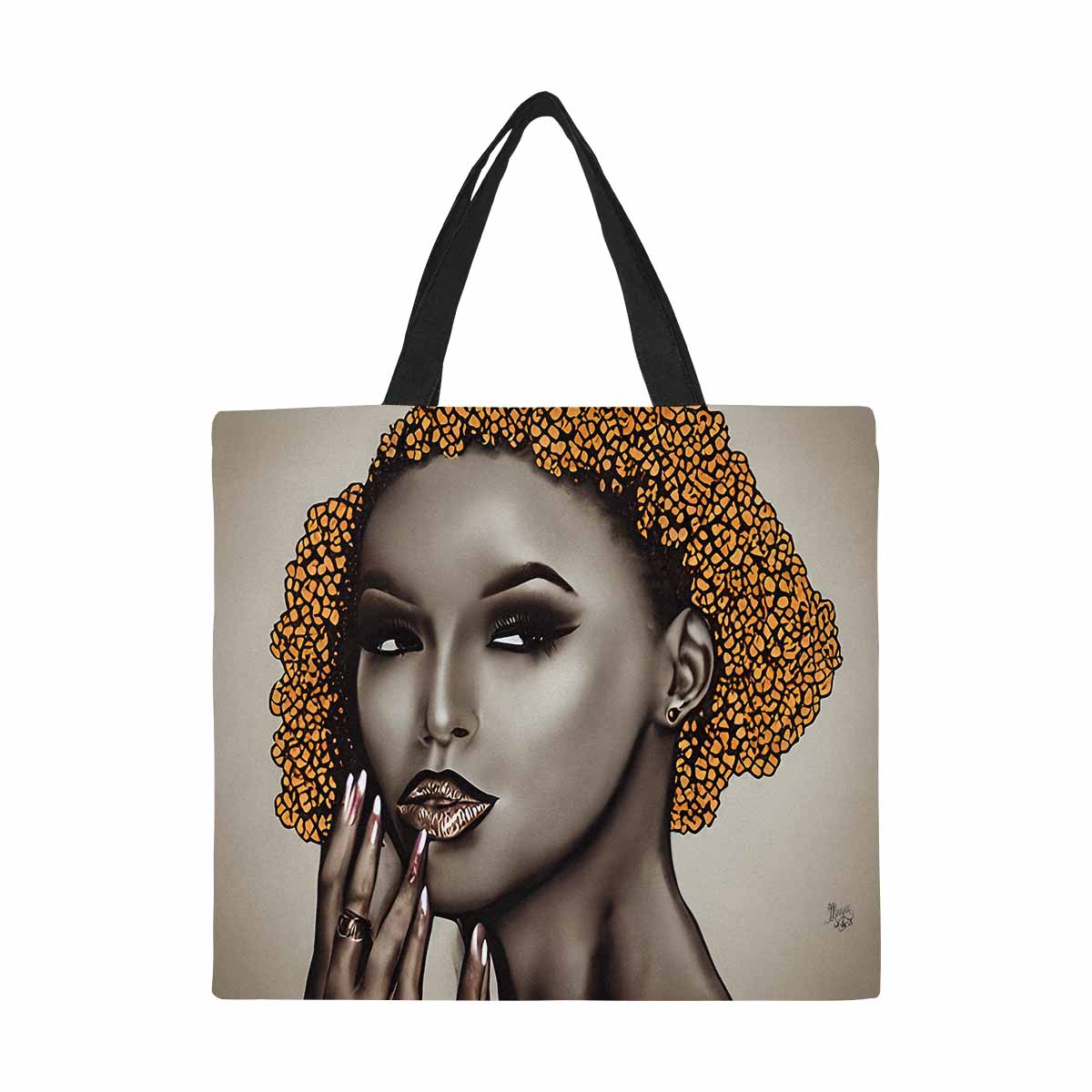 Canvas tote bag, Large, Black Faces, Set 1, design 16