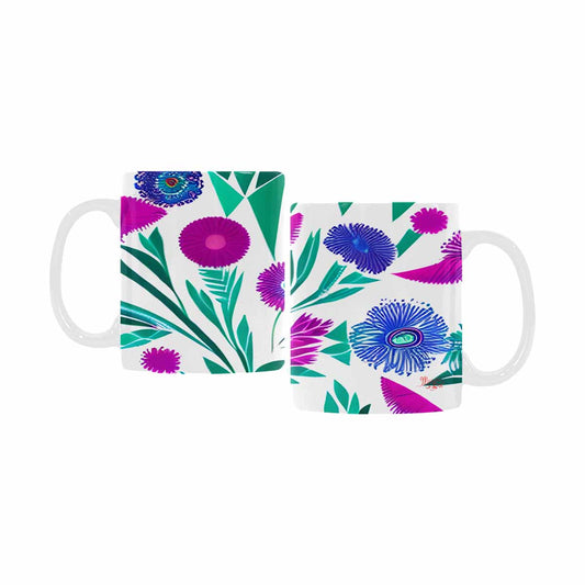 USA made Quality Mug, coffee mug, tea cup, Bright florals, Set 1, Design 136