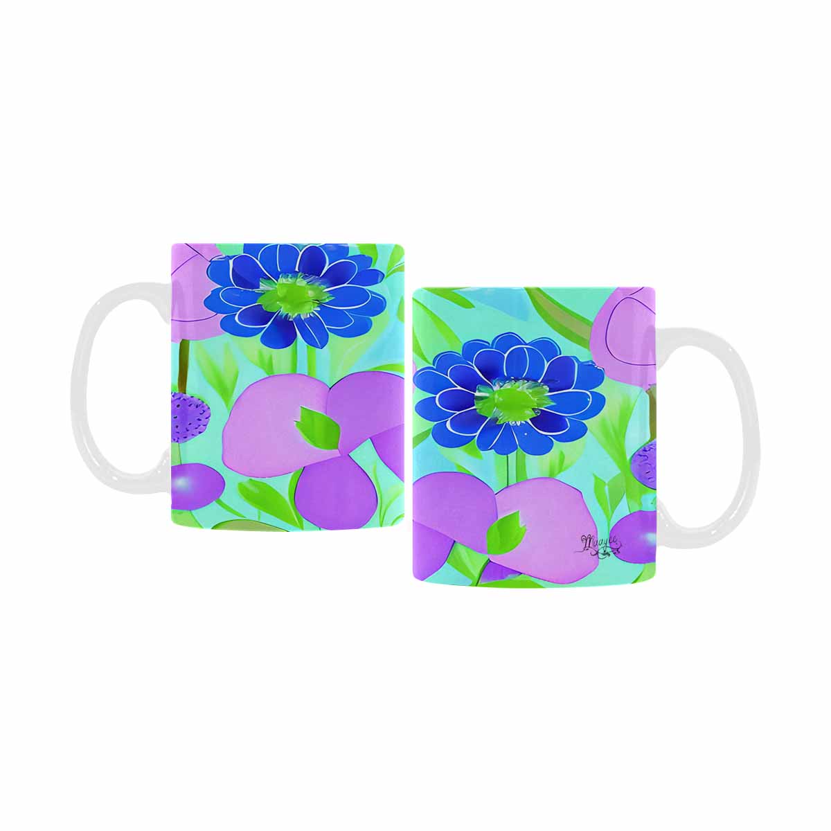 USA made Quality Mug, coffee mug, tea cup, Bright florals, Set 1, Design 127