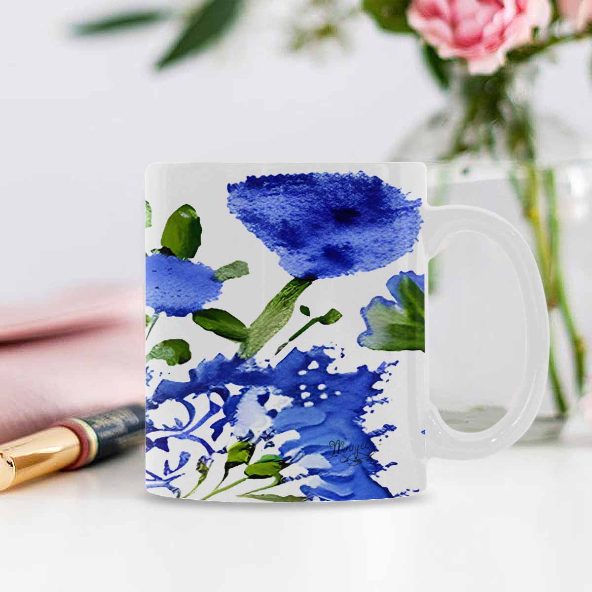 USA made Quality Mug, coffee mug, tea cup, Bright florals, Set 1A, Design 24