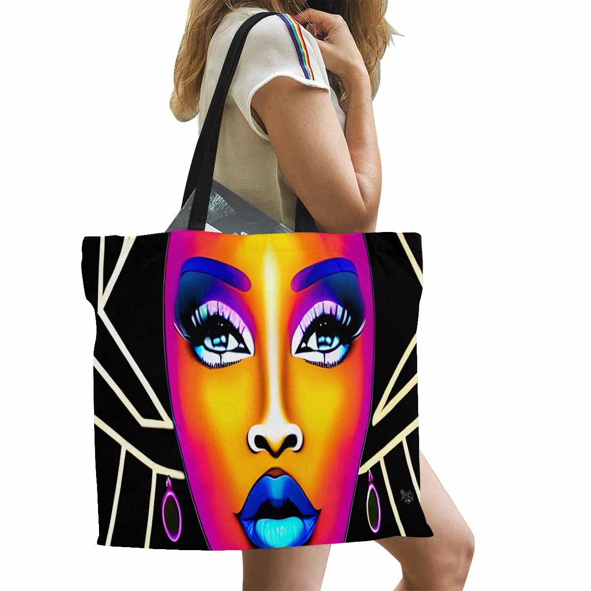 Canvas tote bag, Large, Black Faces, Set 1, design 2