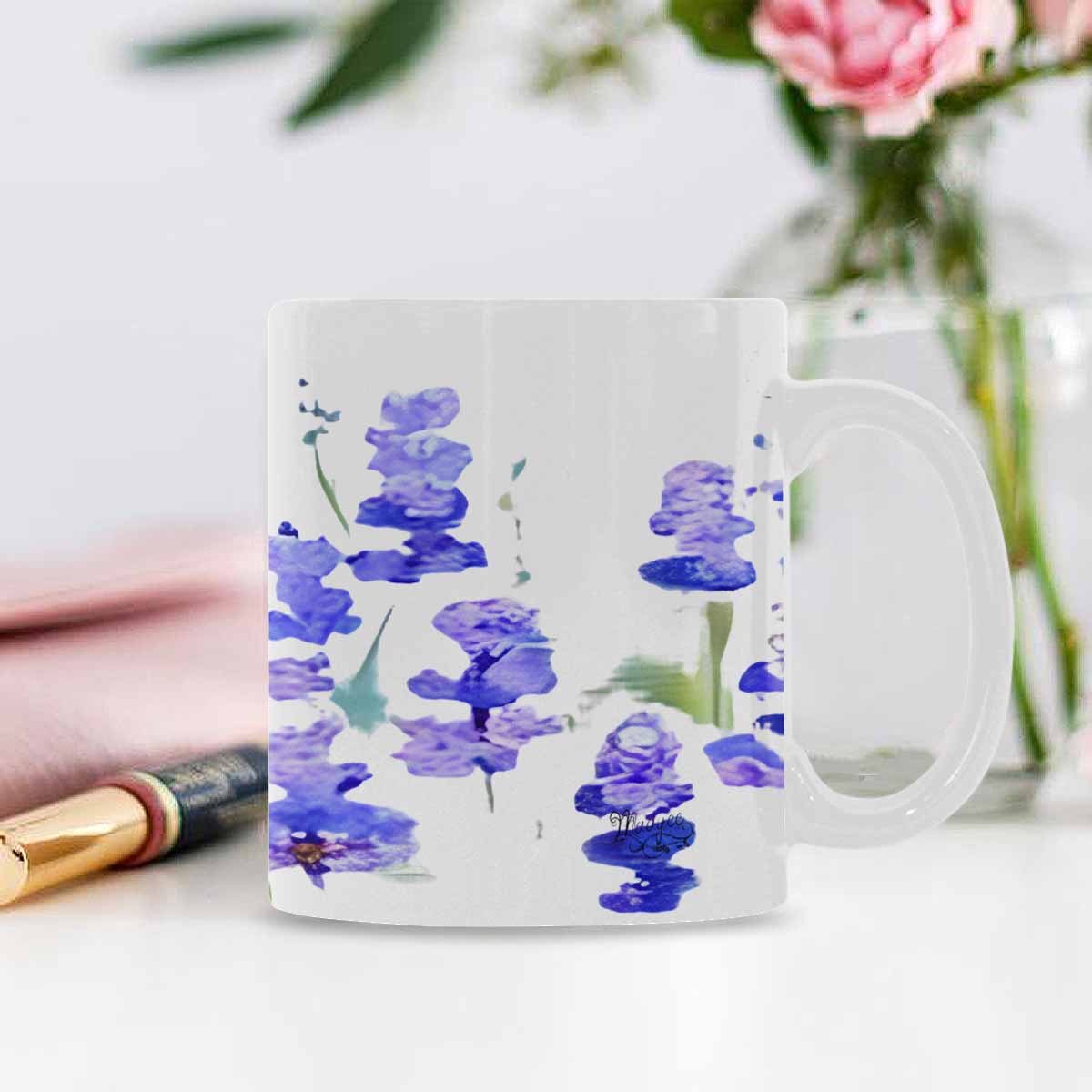 USA made Quality Mug, coffee mug, tea cup, Bright florals, Set 1A, Design 103