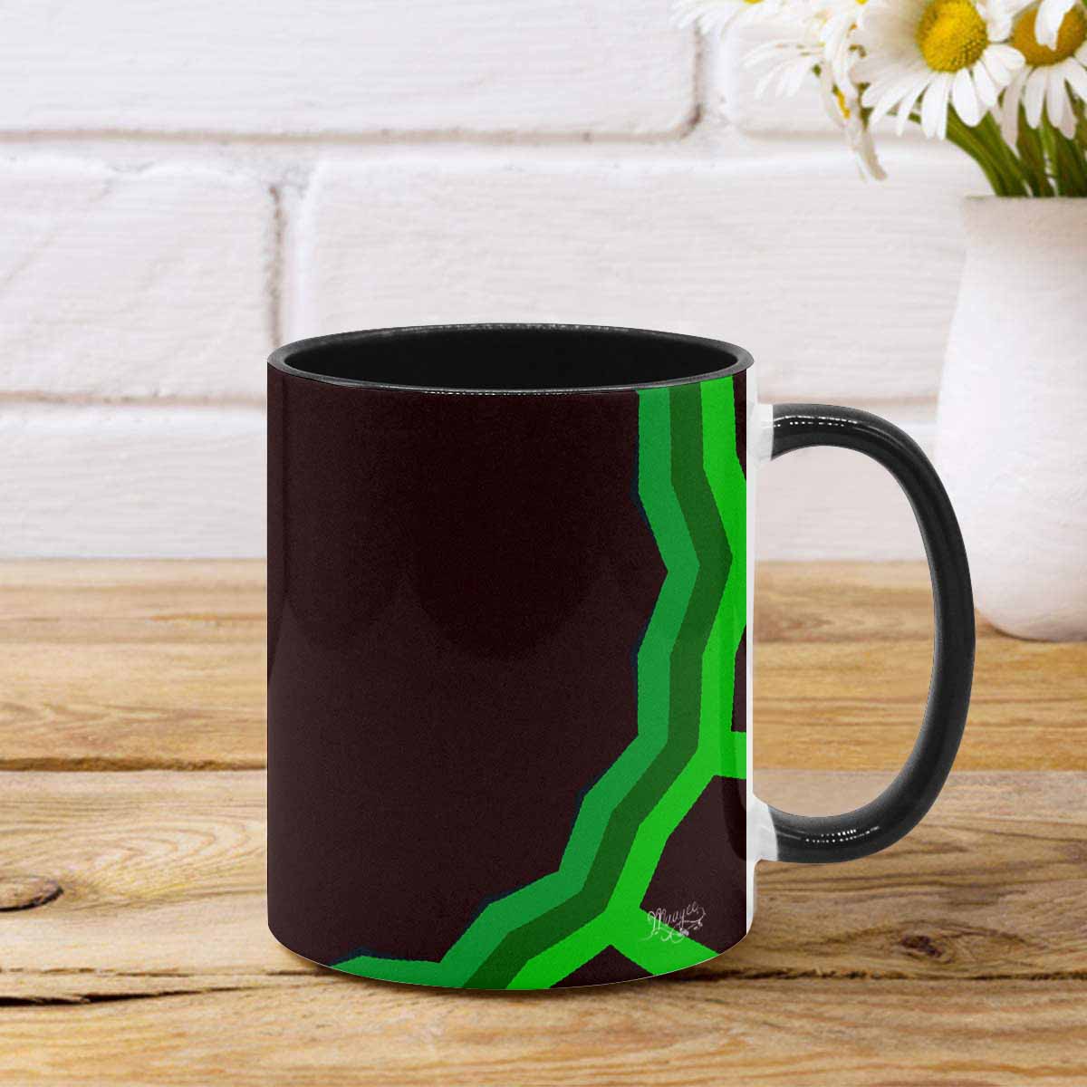 Coffee Mug, tea cup, black core, abstract, design 64