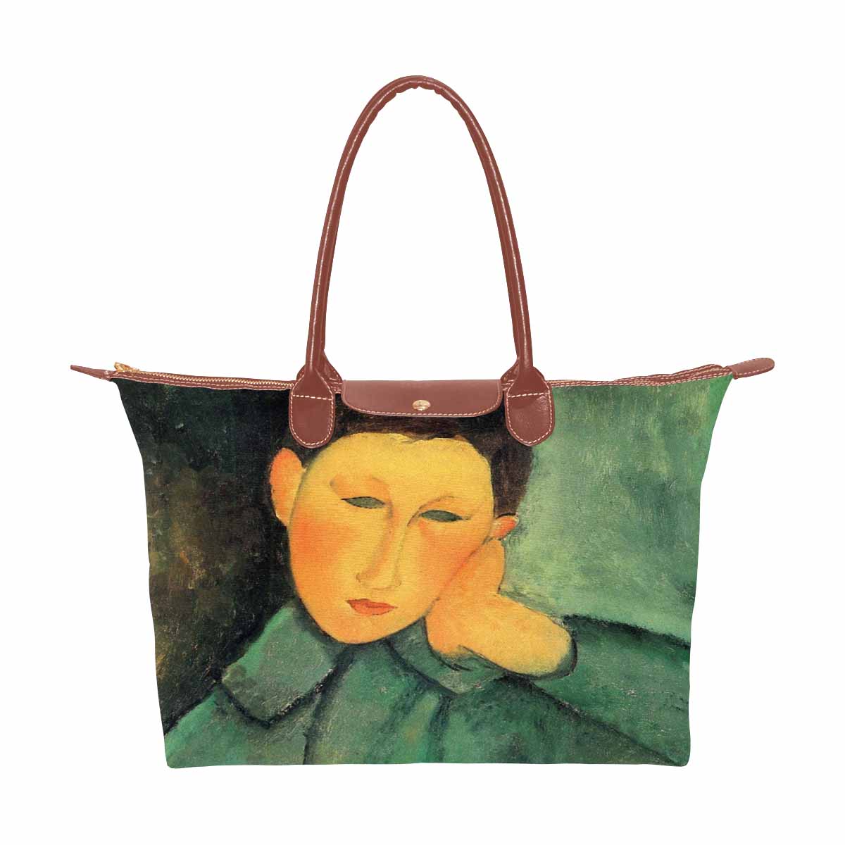 Classic handbag, Modigliani design, choice of 2 colors, Boy in a blue jacket version 1 & 2