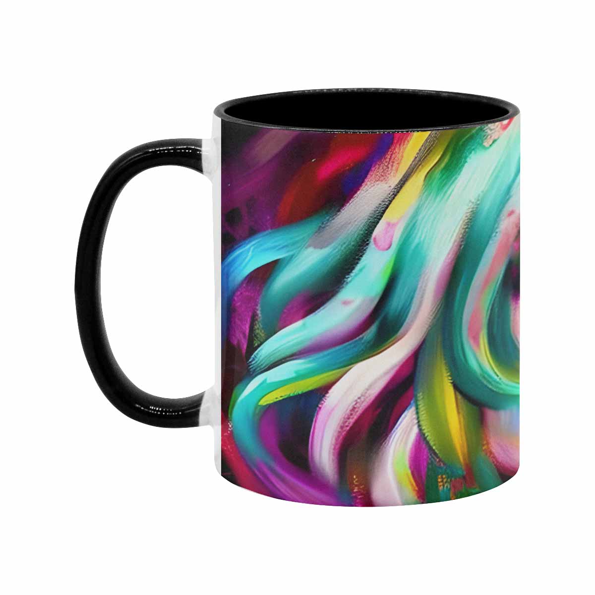 Coffee mug, tea cup, multicolor mug, caucasian type face, design 21