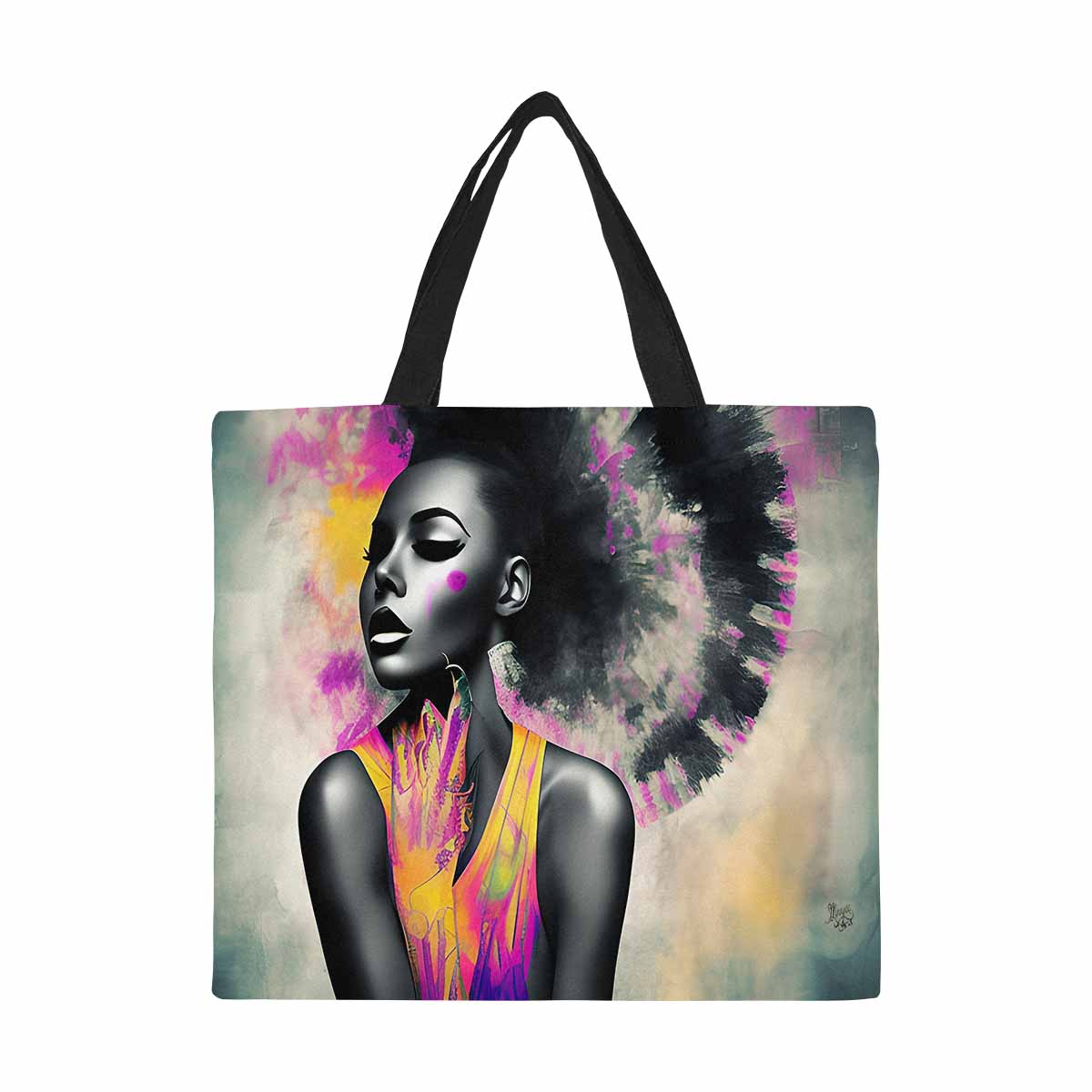 Canvas tote bag, Large, Black Faces, Set 1, design 61