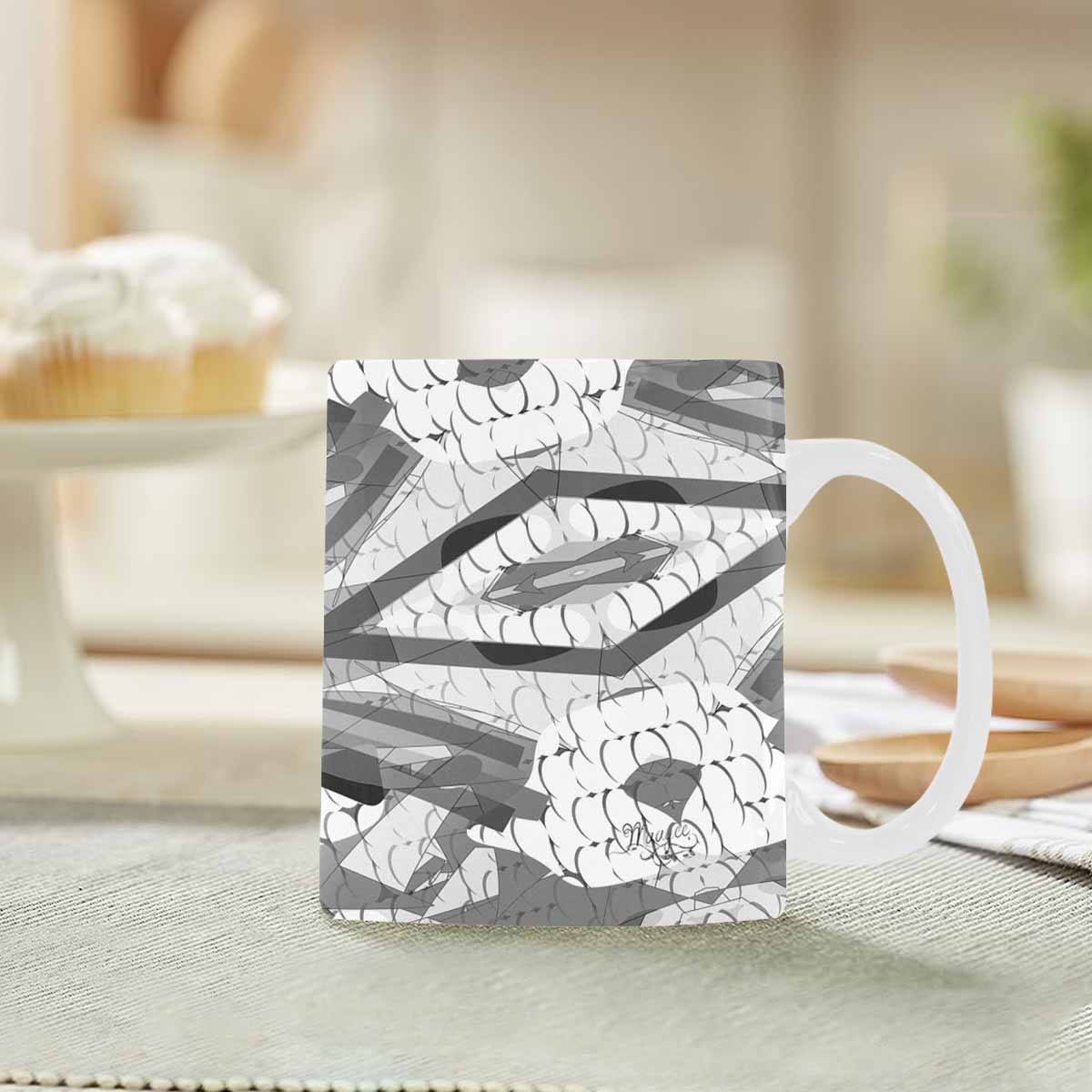 Quality Mug, coffee mug, tea cup, B & W Abstract, Set 1, design 1