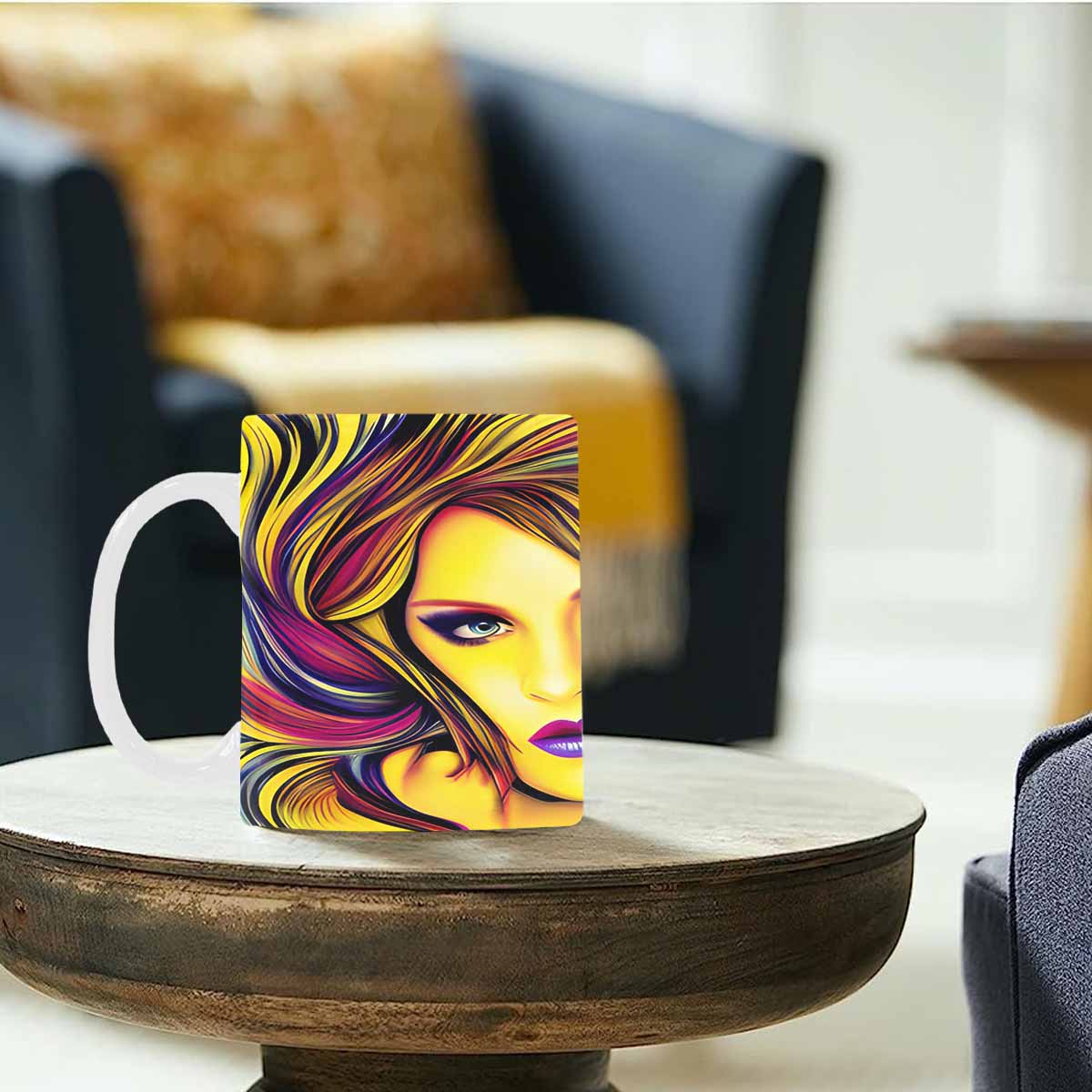 Coffee Mug, tea cup,caucasian Face, design 27