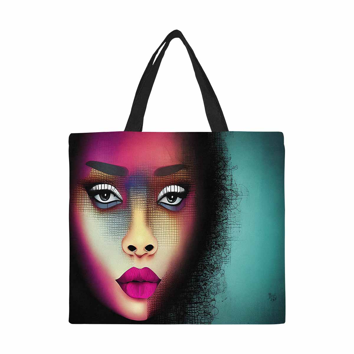 Canvas tote bag, Large, Black Faces, Set 1, design 63