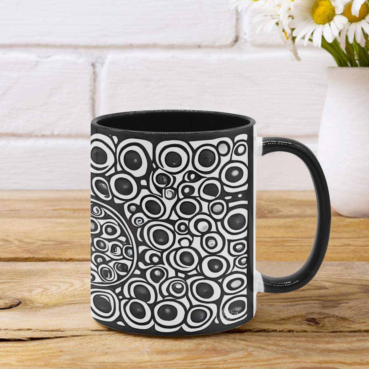 Coffee Mug, tea cup, black core, abstract, design 27