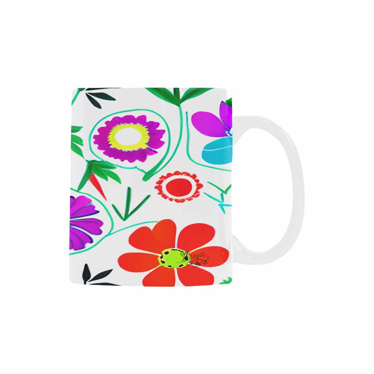 USA made Quality Mug, coffee mug, tea cup, Bright florals, Set 1, Design 128