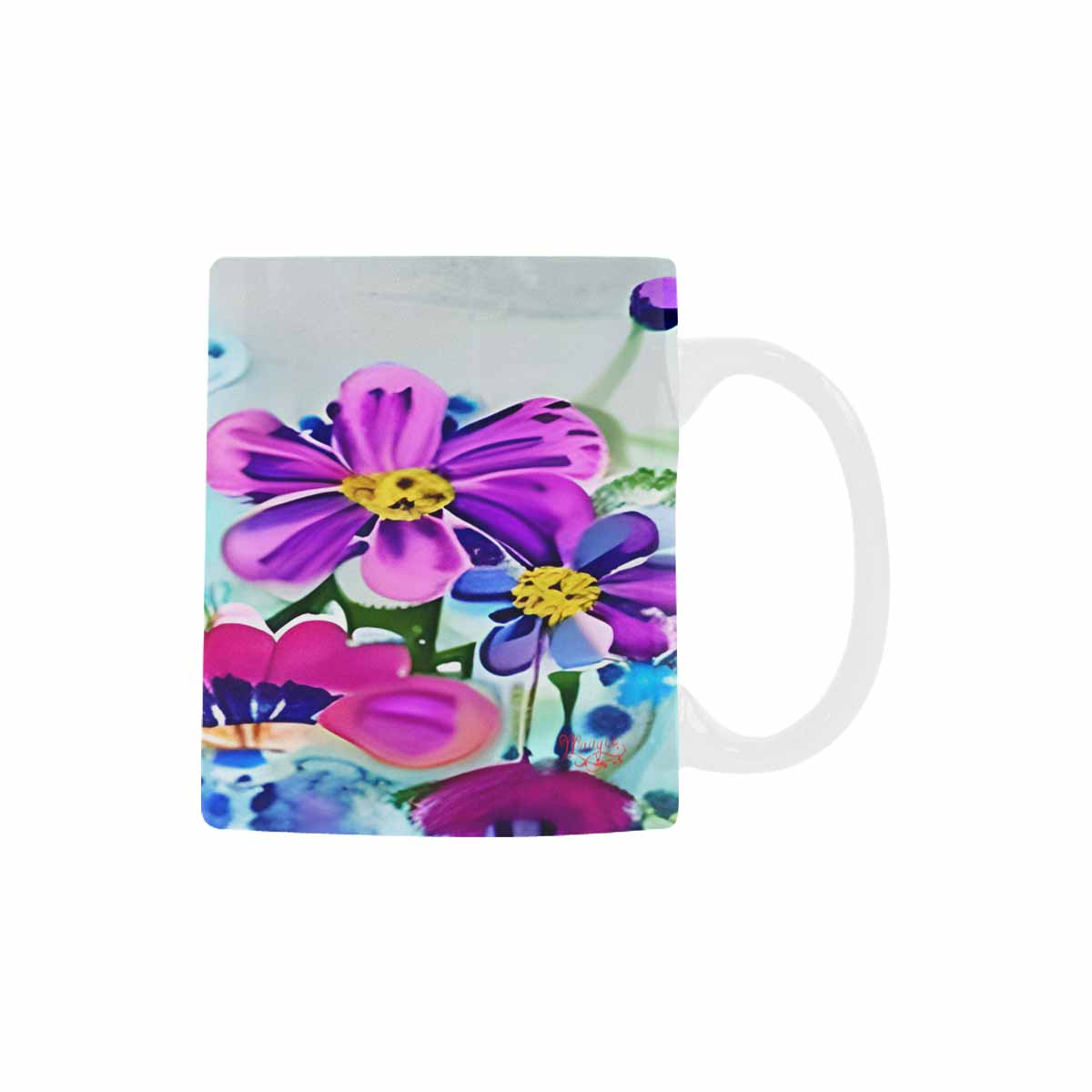 USA made Quality Mug, coffee mug, tea cup, Bright florals, Set 1, Design 150