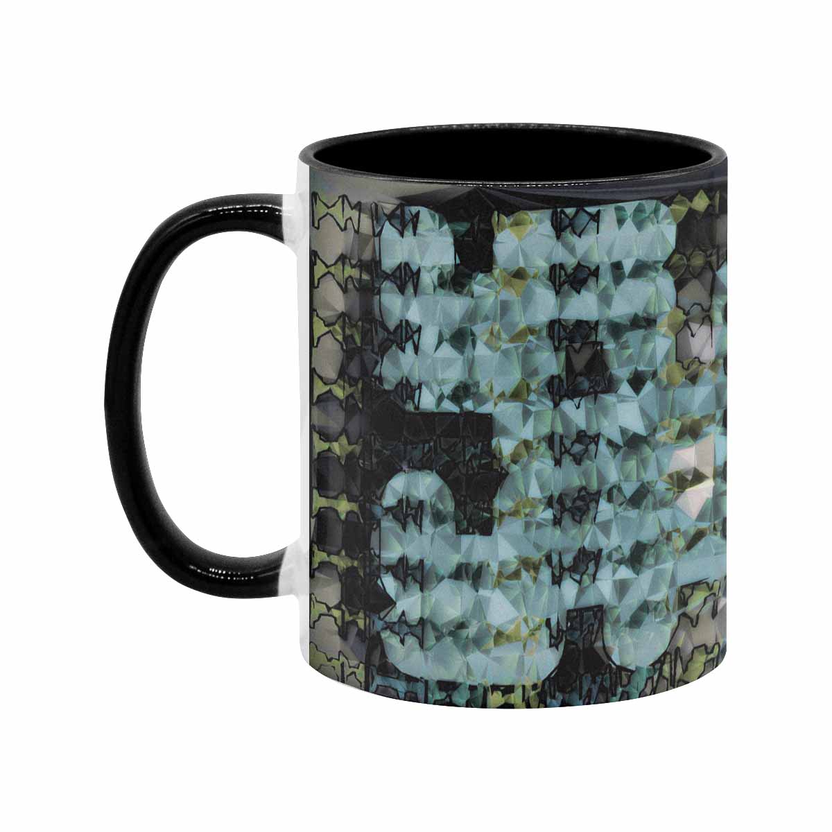 Coffee Mug, tea cup, black core, abstract, design 51