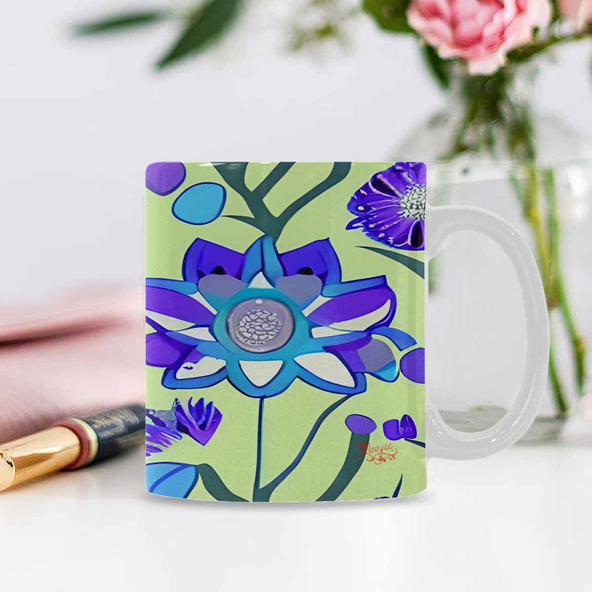 Quality Mug, coffee mug, tea cup, Bright florals, Set 1, Design 118