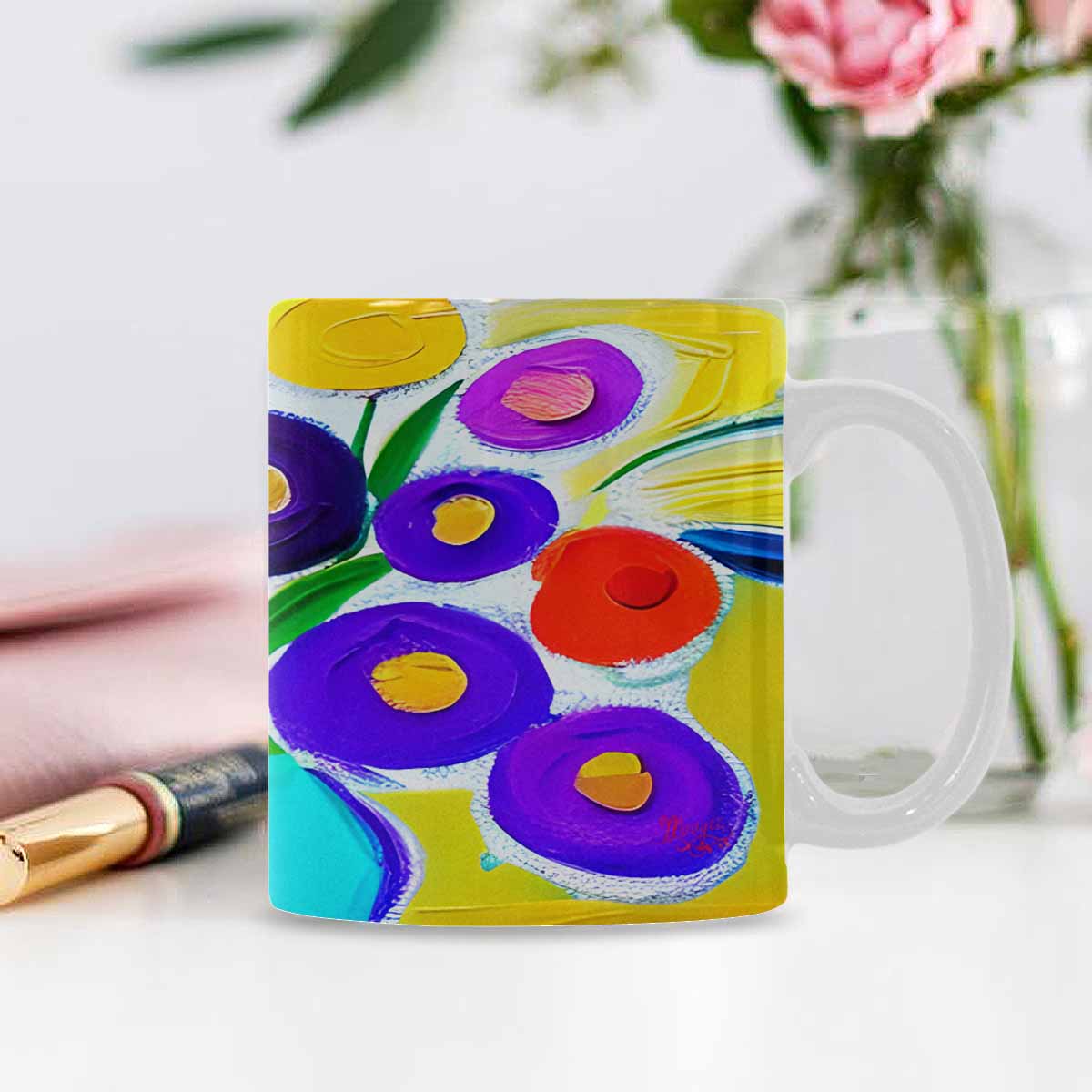 Quality Mug, coffee mug, tea cup, Bright florals, Set 1, Design 66