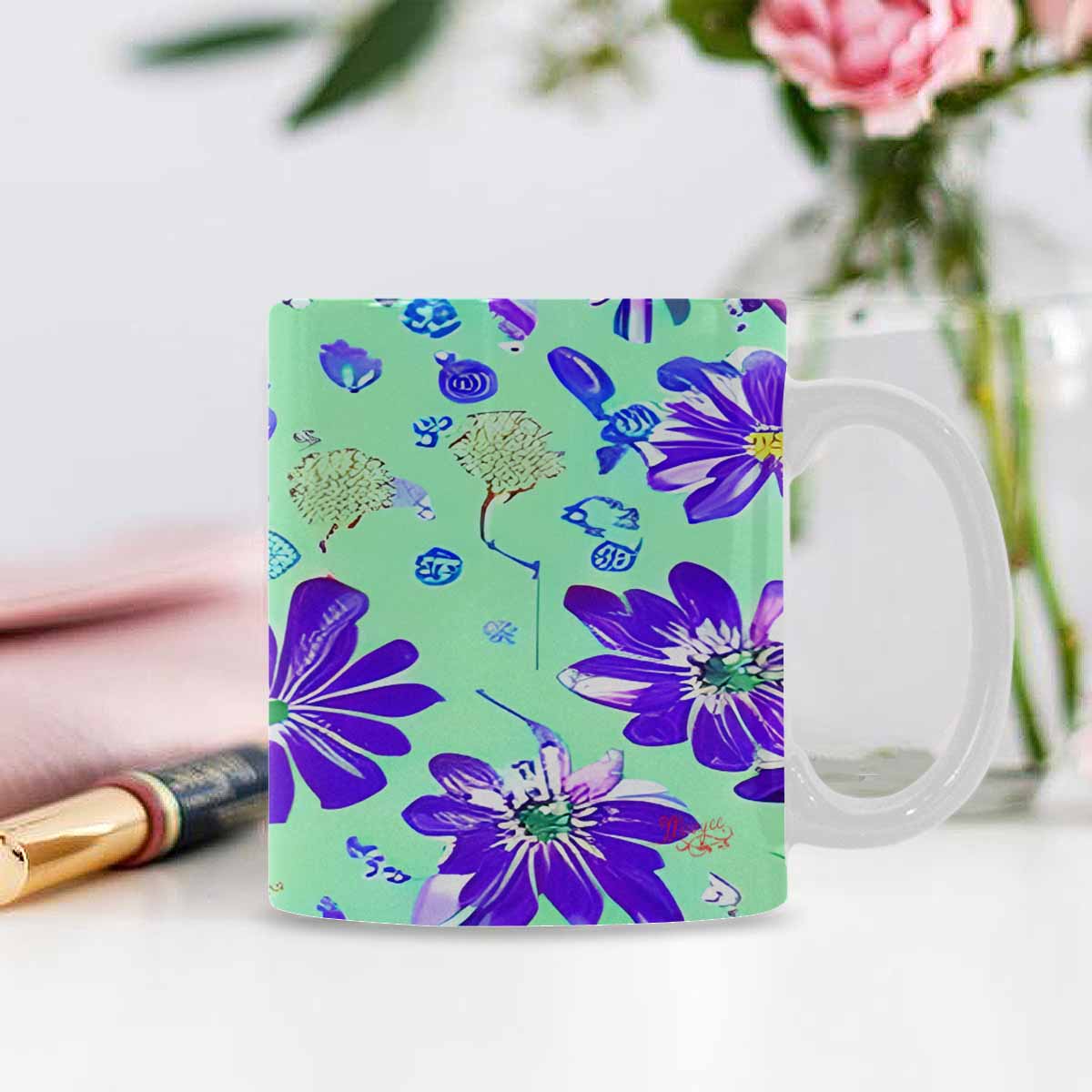 Quality Mug, coffee mug, tea cup, Bright florals, Set 1, Design 153