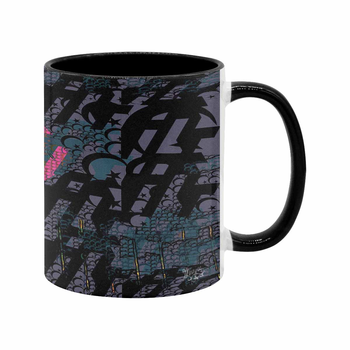 Coffee Mug, tea cup, black core, abstract, design 45