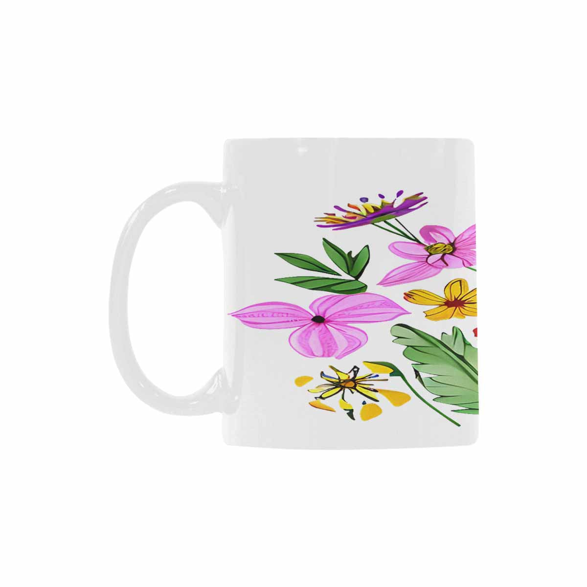 USA made Quality Mug, coffee mug, tea cup, Bright florals, Set 2, design 83